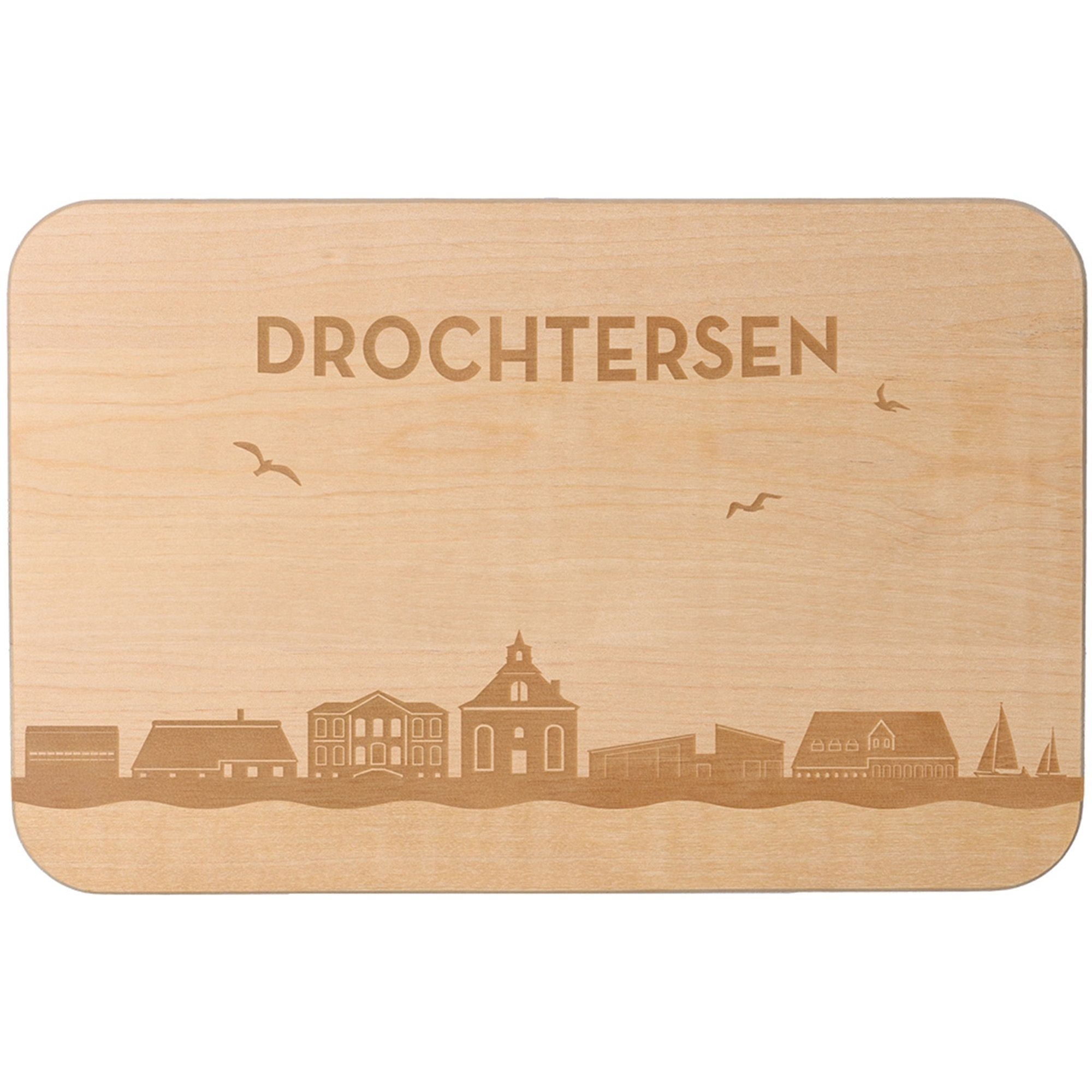 Frühstücksbrett Skyline Drochtersen 23cm x 15cm x 1cm Sperrholz, Holz, Matte