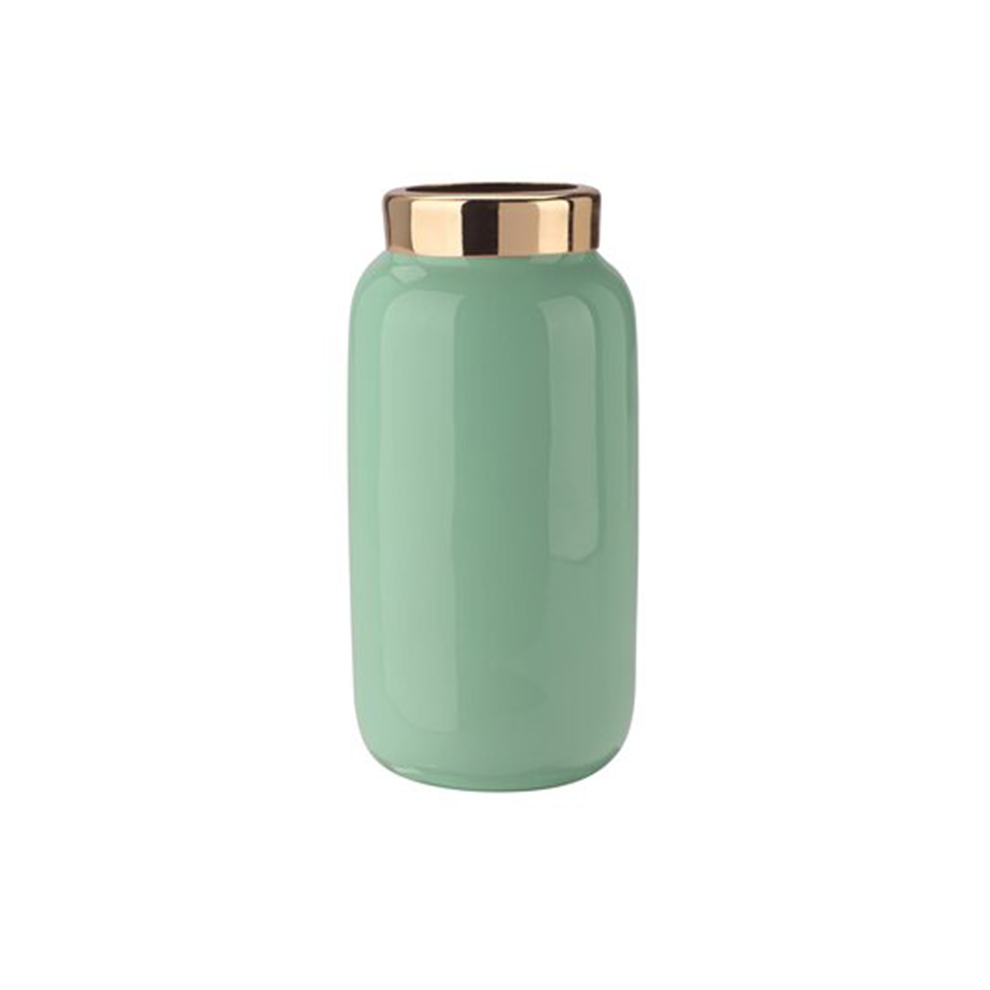 Minivase mit Metallring, Mint/Gold