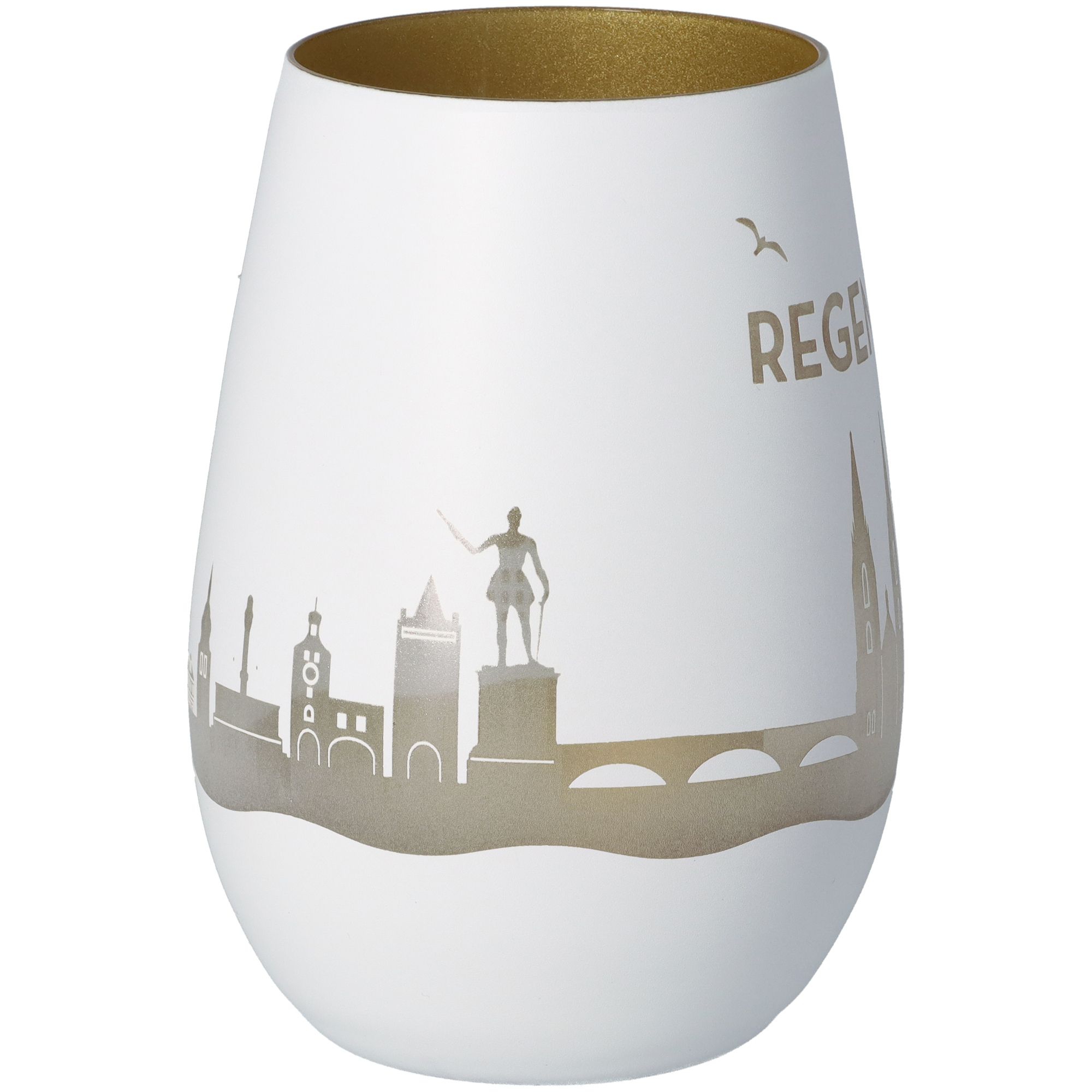 Windlicht Skyline Regensburg Weiß/Gold Windlicht Skyline Regensburg Weiß/Gold