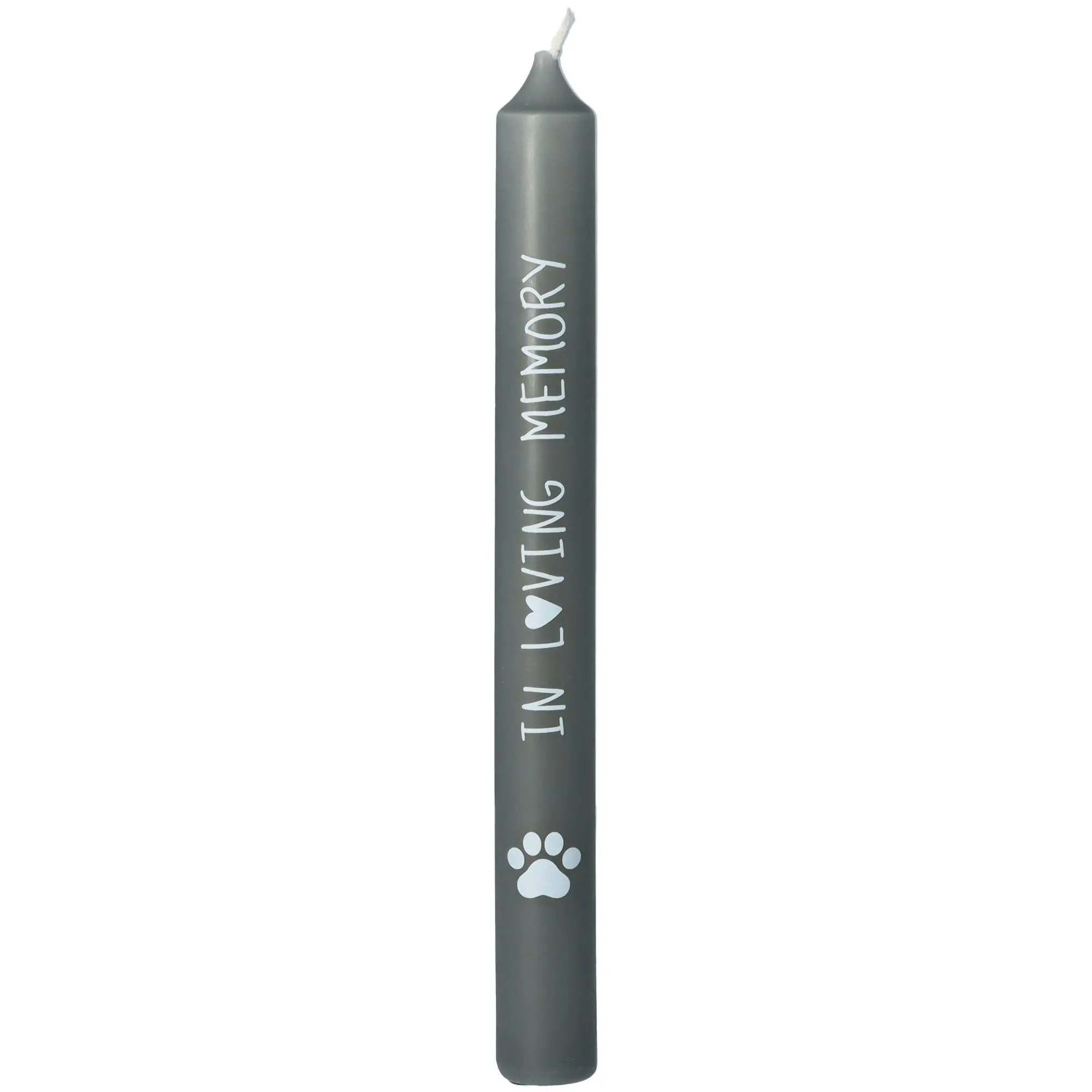 Stabkerze Katzenpfote "in loving memory" Grau