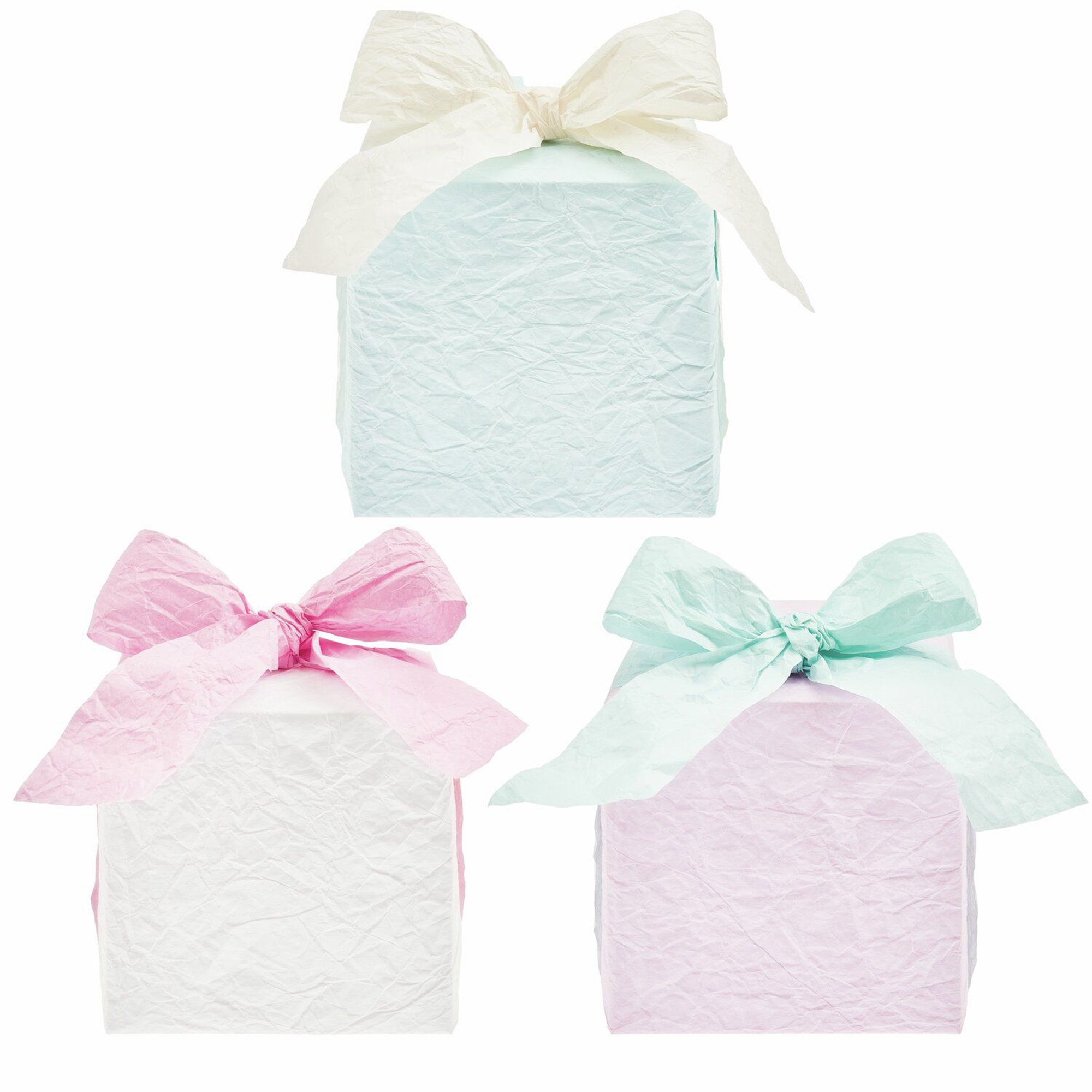 3 Knitter Papierbänder "Weiß/Rosa/Hellblau" Papier