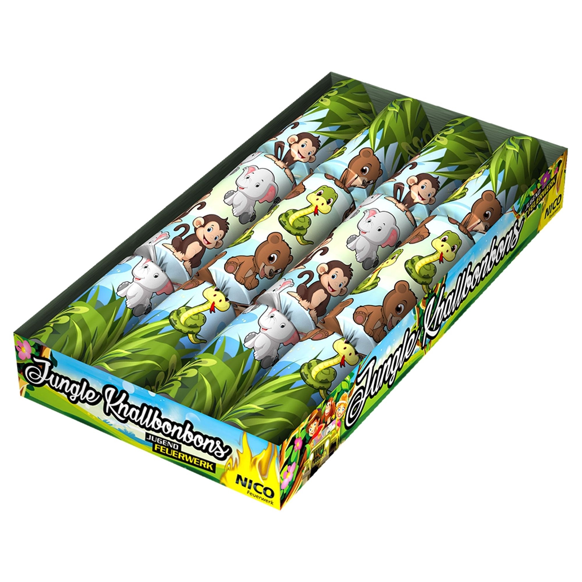 Knallbonbon 22cm, Jungle, 4er-Schachtel Knallbonbon 22cm, Jungle, 4er-Schachtel