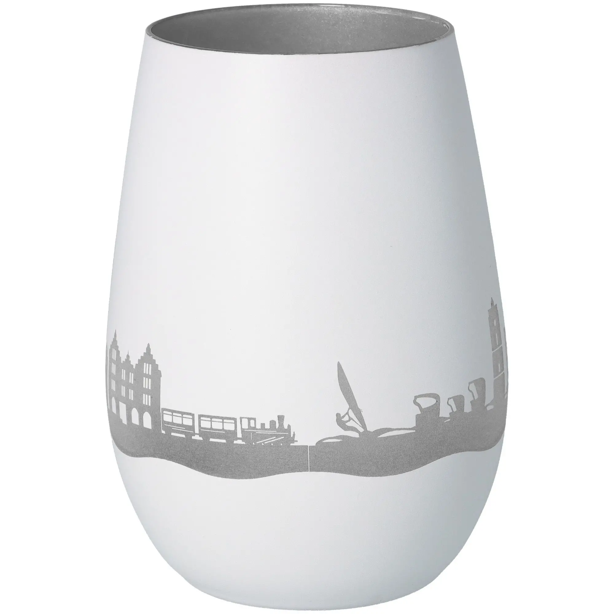 Windlicht Skyline Borkum Weiß/Silber