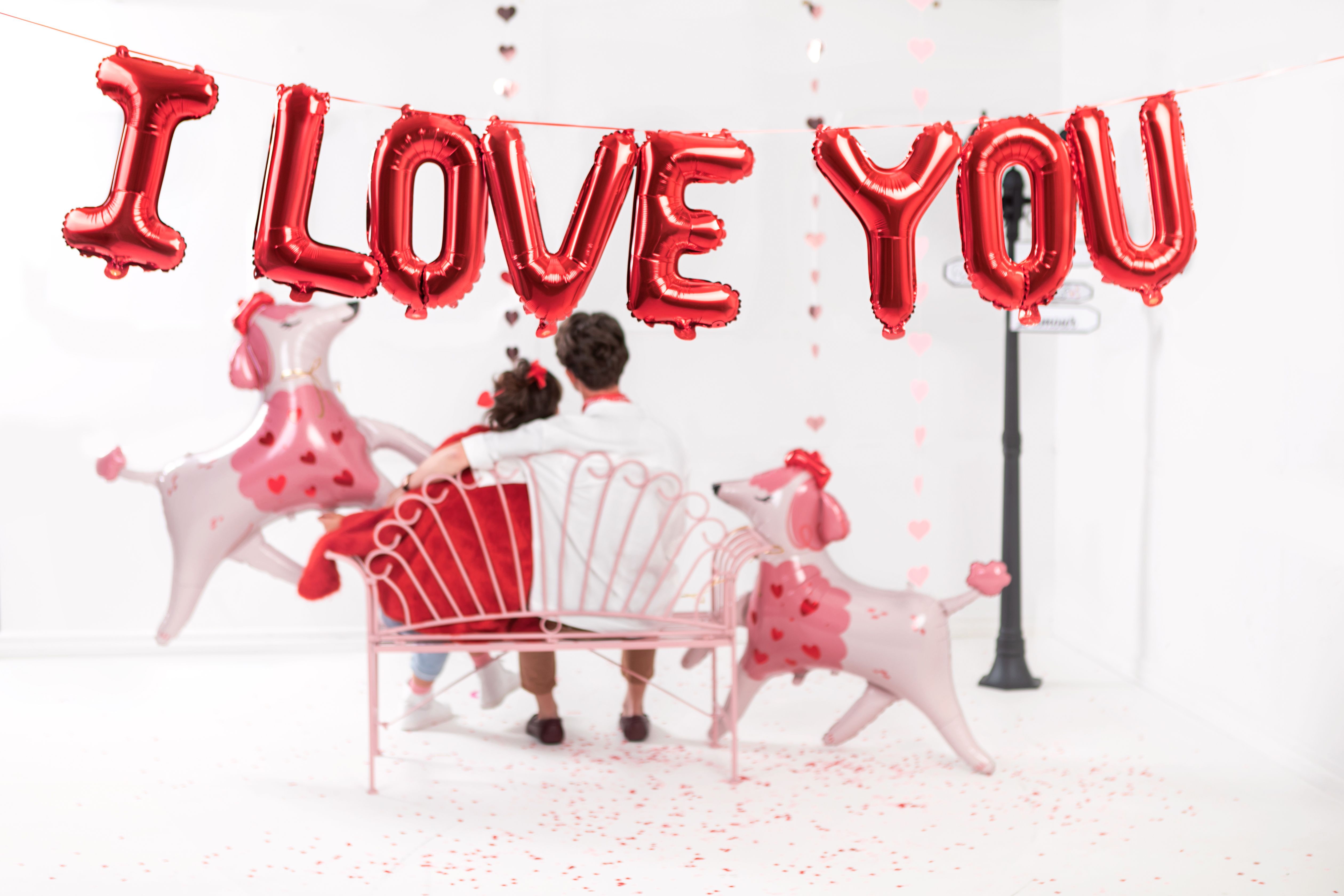Folienballongirlande "I LOVE YOU", Rot