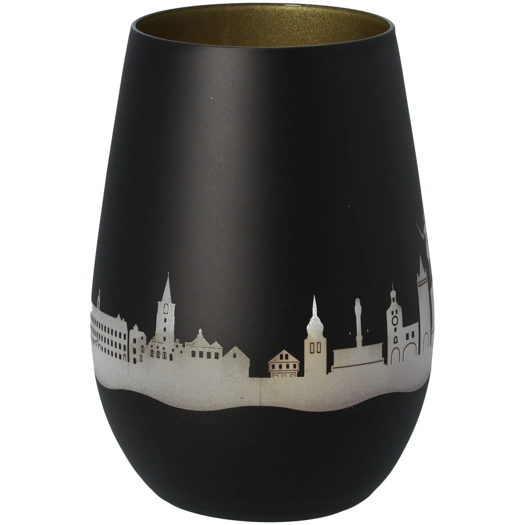Windlicht Skyline Regensburg Schwarz/Gold