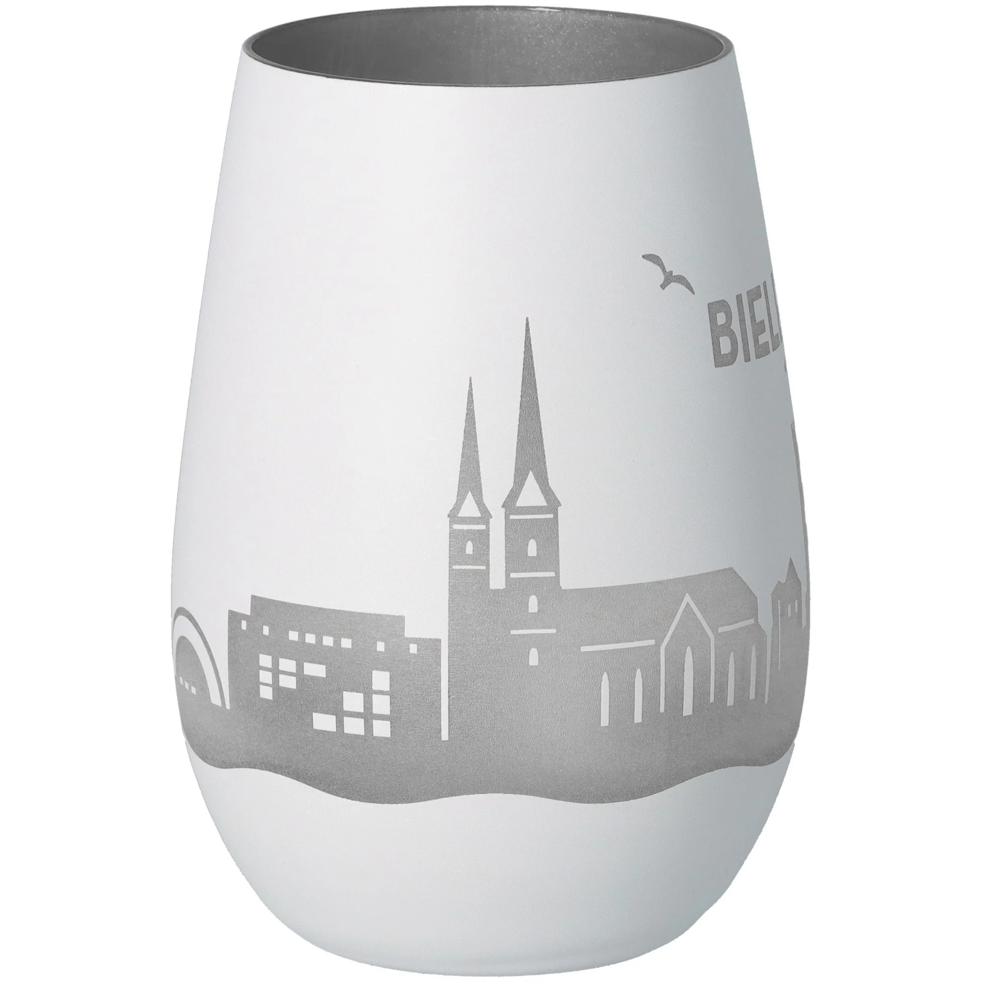 Vase, Porzellan, Weiß, Grauweiß, Stadt Silhouette