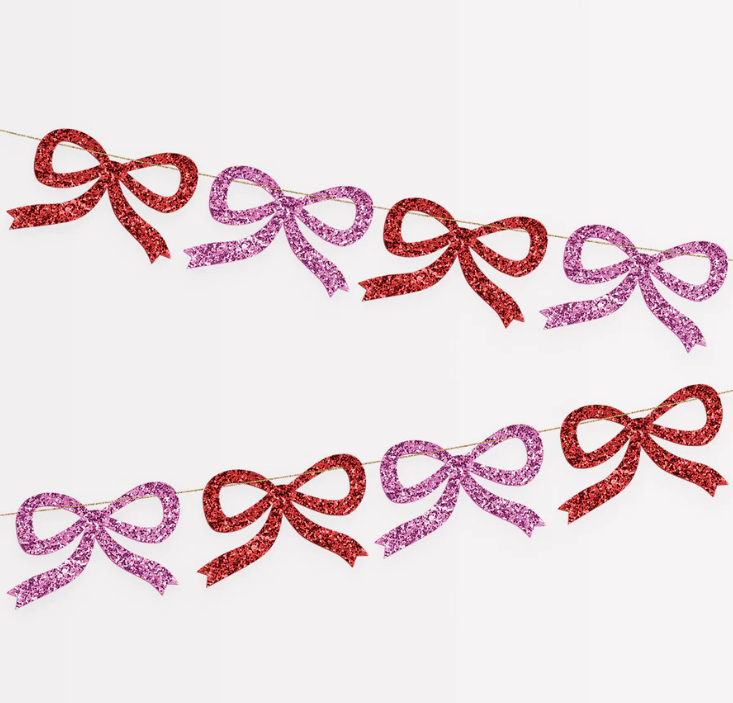 Meri Meri - Rot & Pink Glitzer Schleifen Girlande 1,8 m Meri Meri - Rot & Pink Glitzer Schleifen Girlande 1,8 m