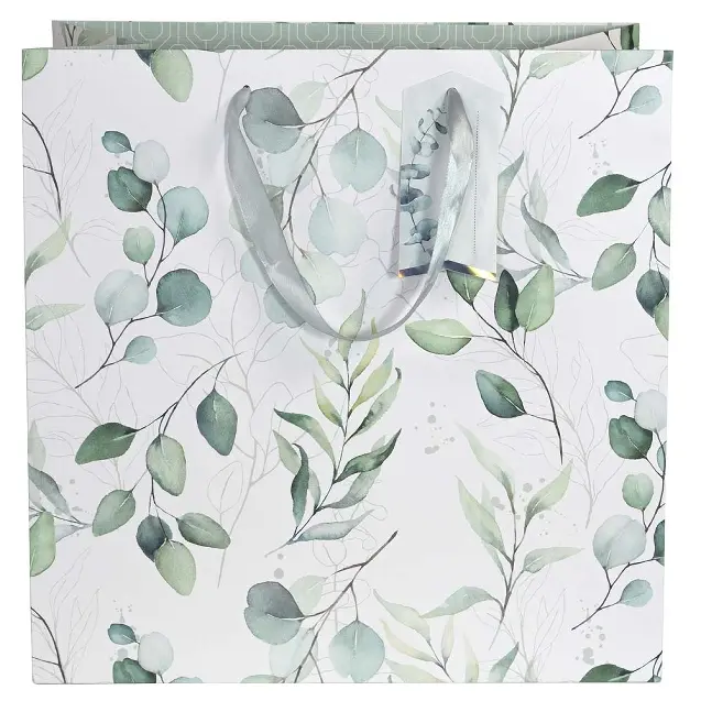 Geschenktasche groß "Eucalyptus und Co", Mint/Weiß