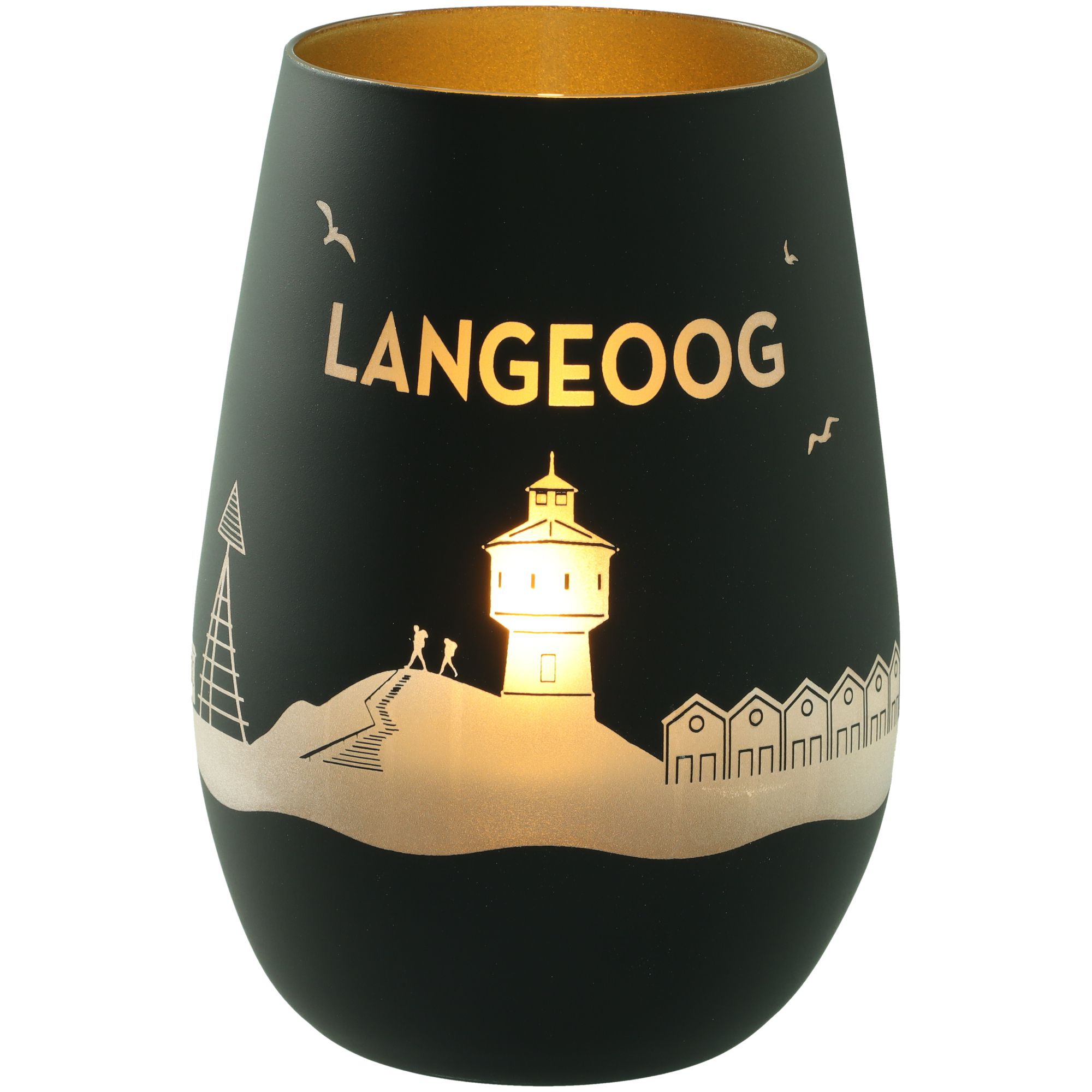Windlicht Skyline Langeoog Schwarz/Gold