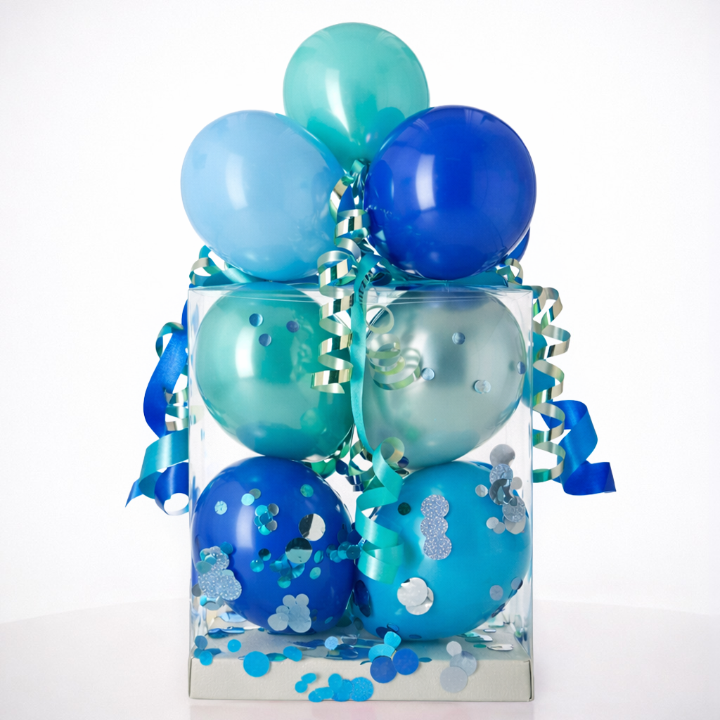Ballons, Geschenkset, Dekoration, Konfetti, Blau