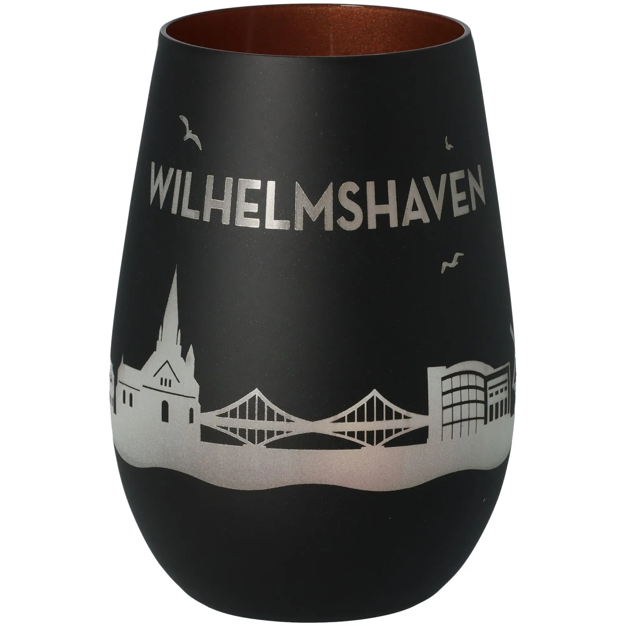Windlicht Skyline Wilhelmshaven Schwarz/Bronze