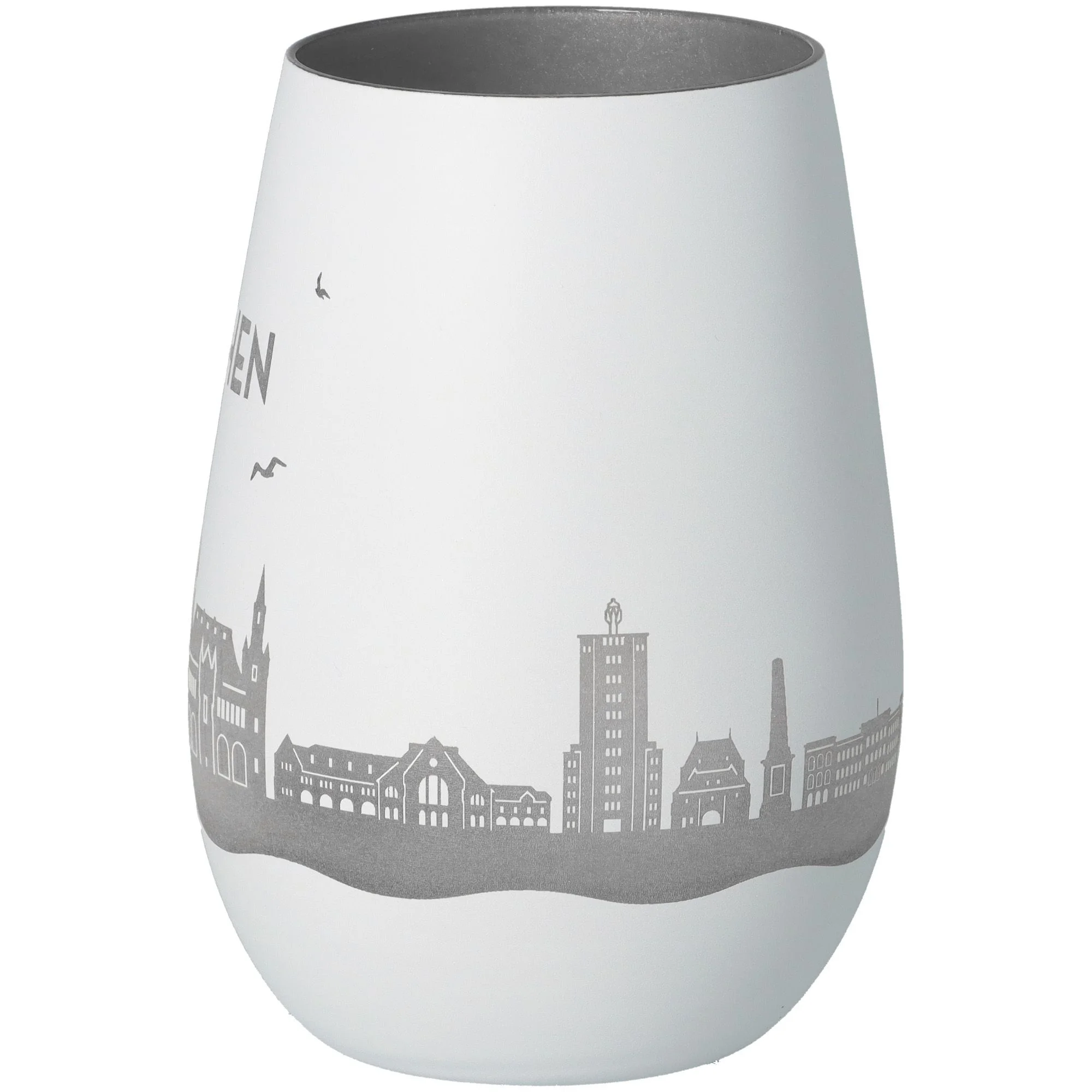 Weiß, Vase, Porzellan, Stadt Silhouette, Glasvase
