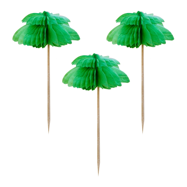 6 Cupcake Topper "Tiki Tropics", Palmen