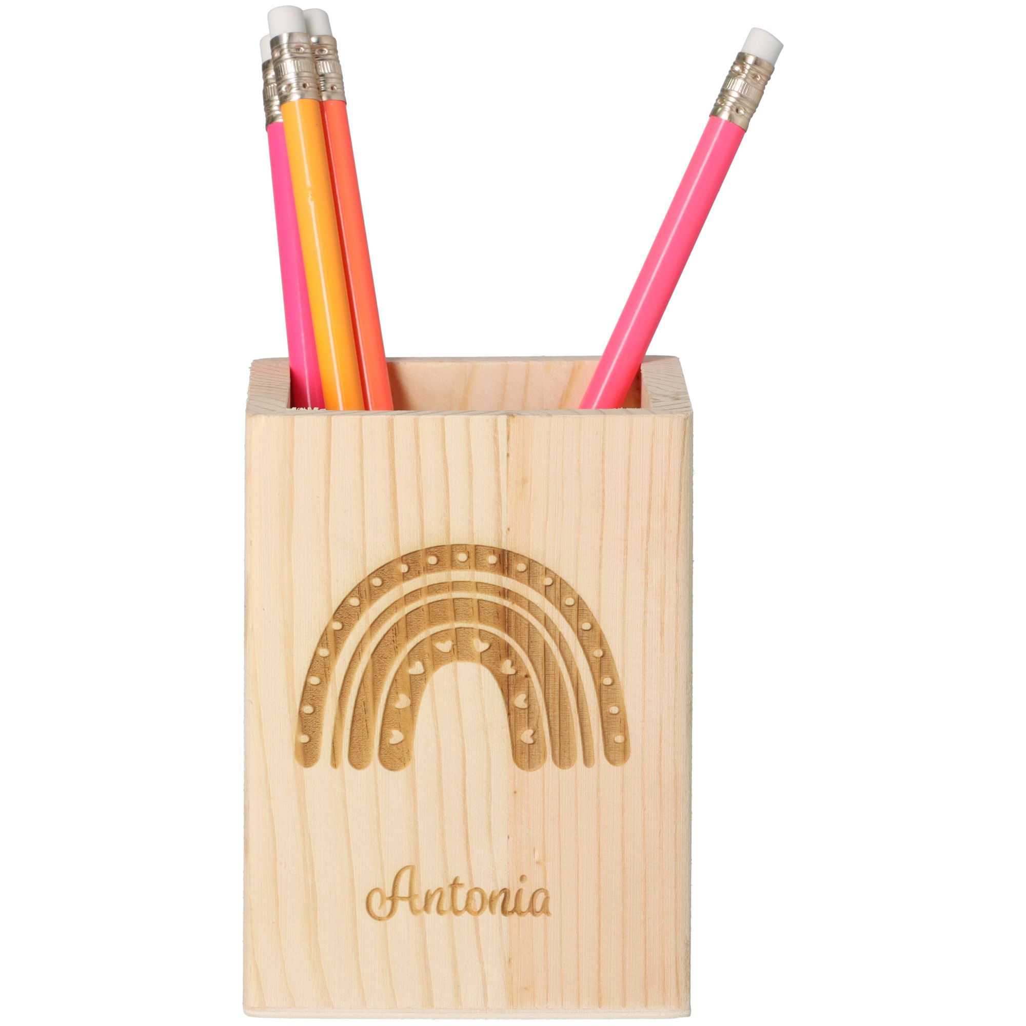 Stiftehalter Regenbogen Herz "Name" 11cm x 8cm x 8cm Stiftehalter Regenbogen Herz "Name" 11cm x 8cm x 8cm