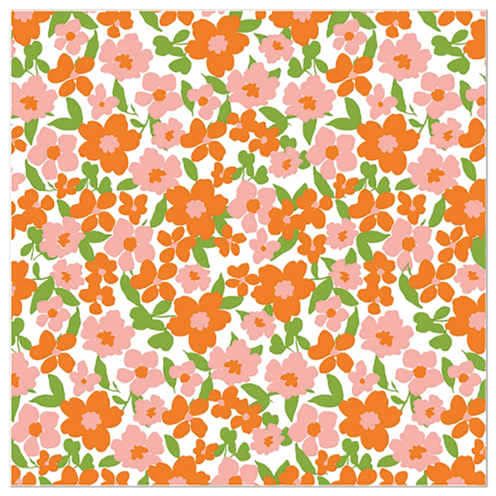 20 Servietten "Blümchen" Orange Muster, Dekoration für Zuhause