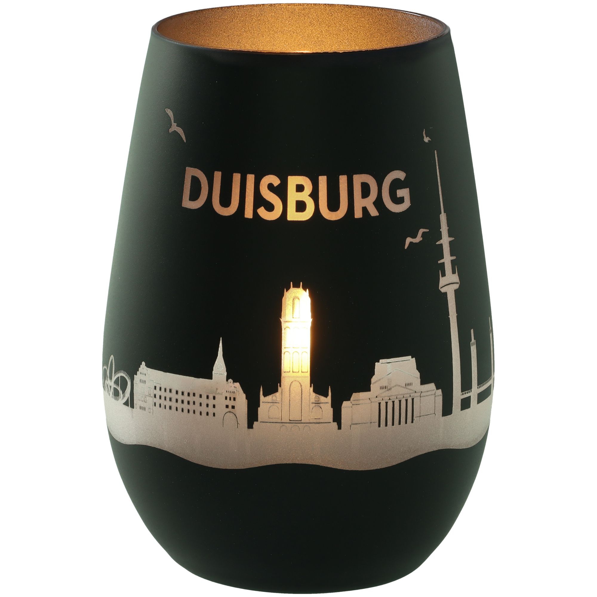 Windlicht Skyline Duisburg Schwarz/Silber Windlicht Skyline Duisburg Schwarz/Silber