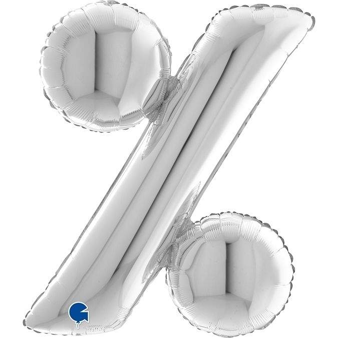 Folienballon Sonderzeichen % Silber 100 cm Aluminium, Besteck, Text