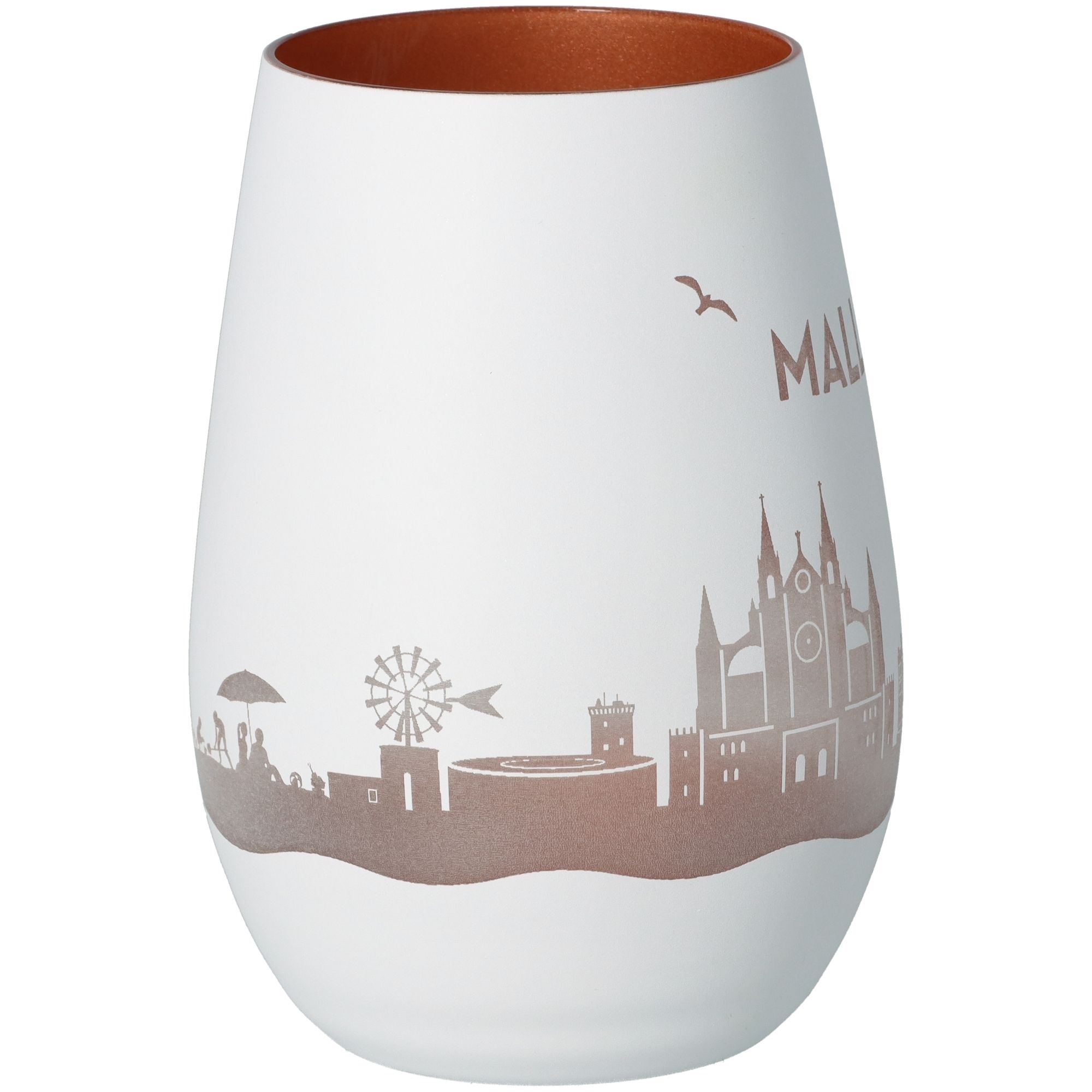 Windlicht Skyline Mallorca Weiß/Bronze Töpferei, Krug, Vase, Kunst, Porzellan