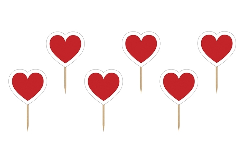 6 Herz Cupcake Topper
