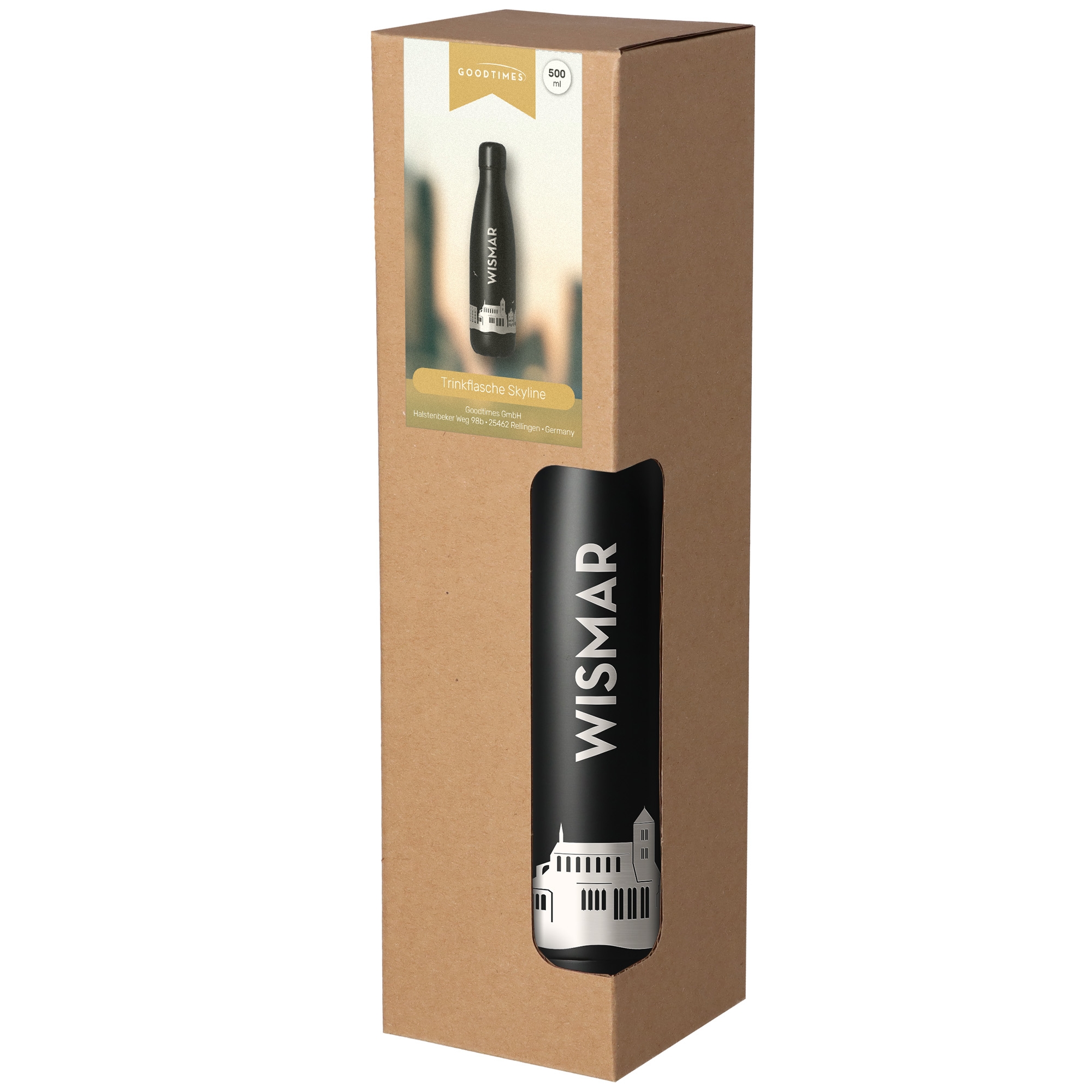 Trinkflasche Skyline Wismar Schwarz 500ml Flasche, Kosmetik
