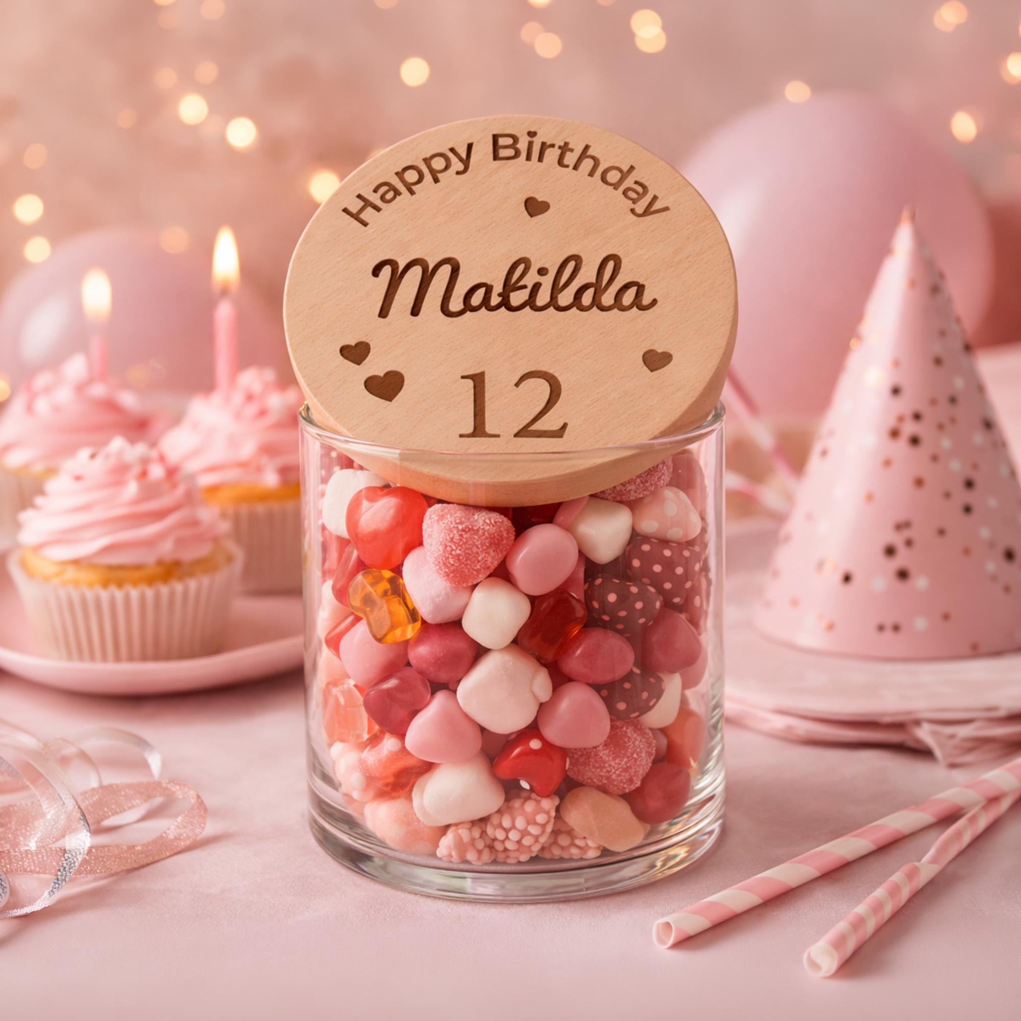 geburtstag, süßigkeiten, glas, pink, herz