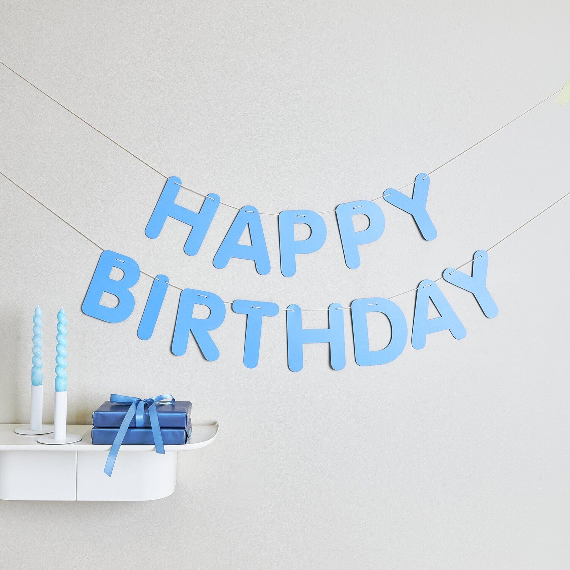 Girlande "Happy Birthday" Blau Leute, Person, Text