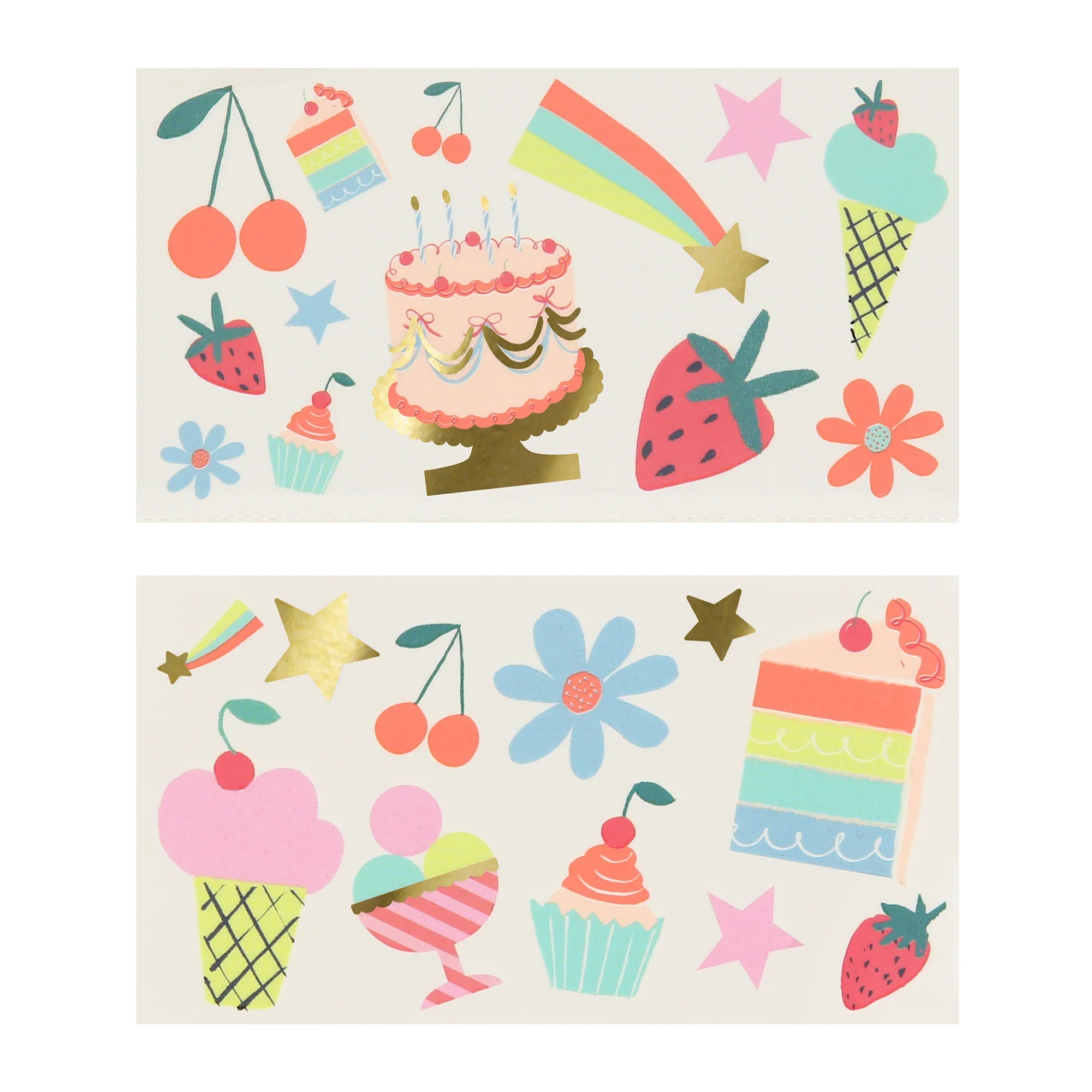 Meri Meri - Tattoos "Eiscreme" Leute, Person, Sahne, Essen, Geburtstagstorte