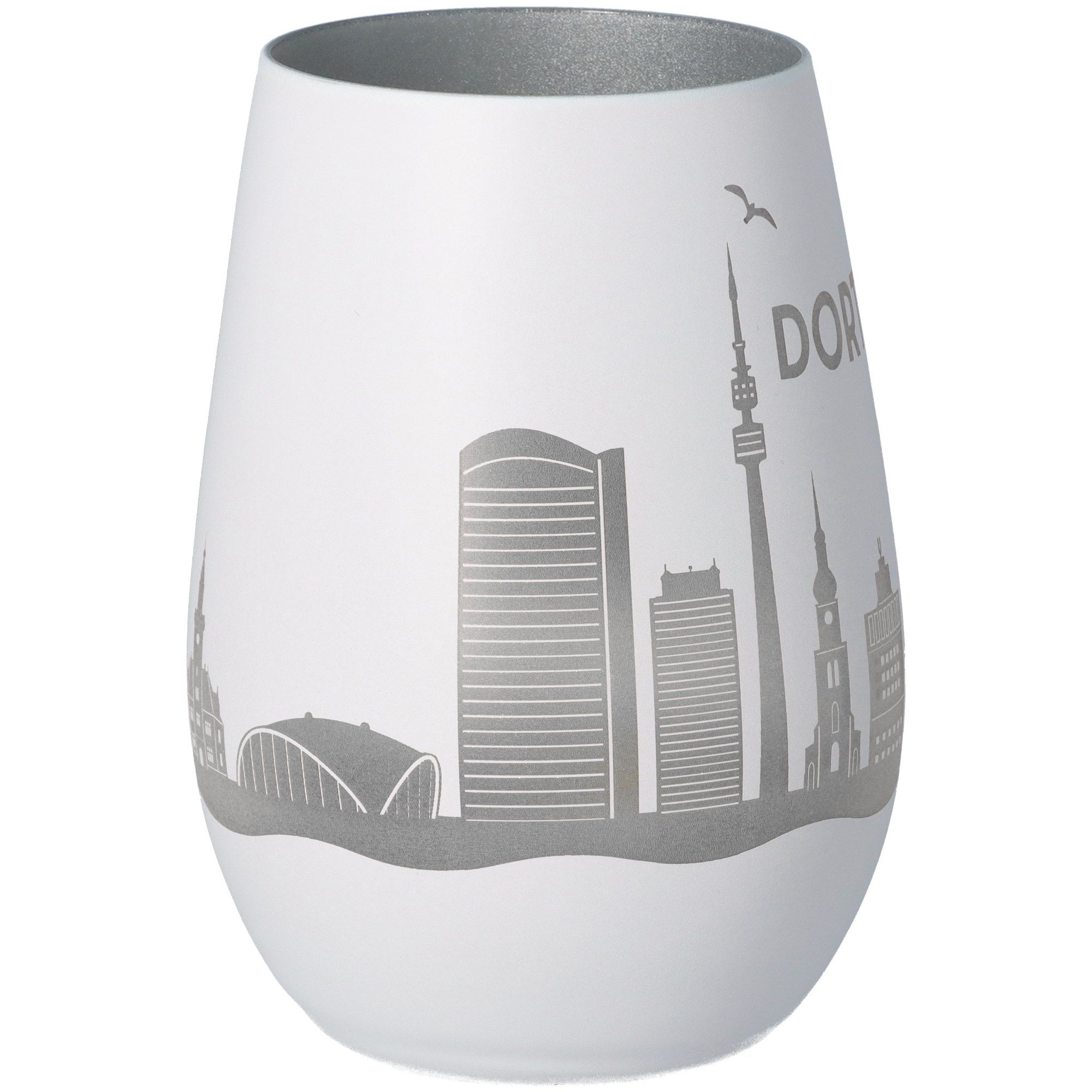 Windlicht Skyline Dortmund Weiß/Silber Windlicht Skyline Dortmund Weiß/Silber