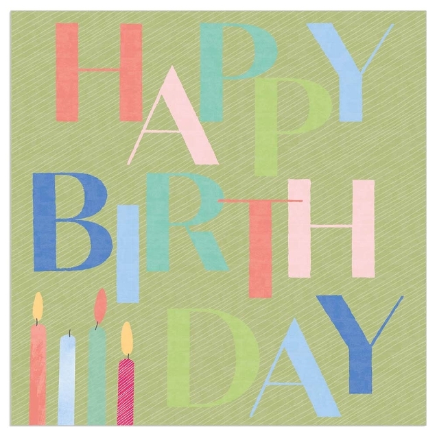 20 Papierservietten "Happy Birthday" Grün 20 Papierservietten "Happy Birthday" Grün