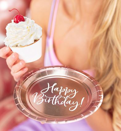 6 Pappteller "Happy Birthday" - Roségold 6 Pappteller "Happy Birthday" - Roségold