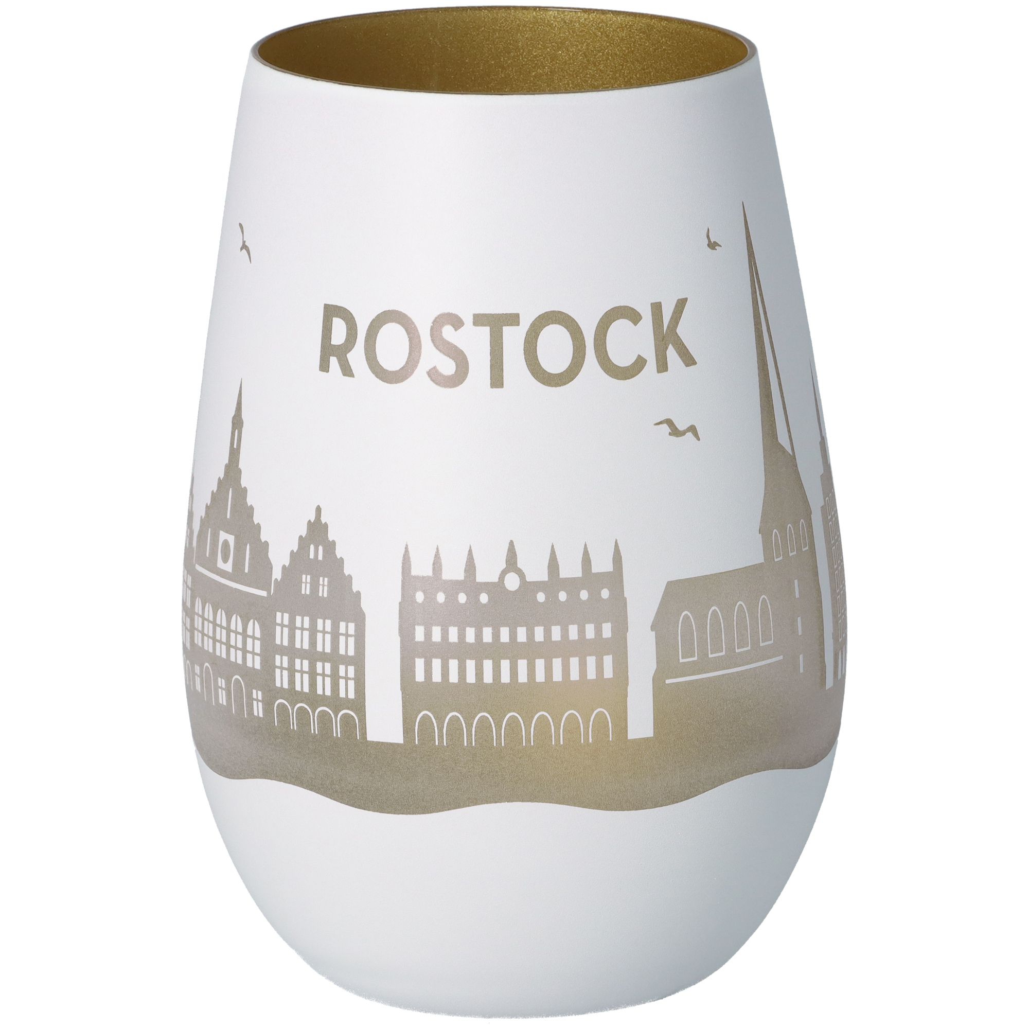 Windlicht Skyline Rostock Weiß/Gold Windlicht Skyline Rostock Weiß/Gold