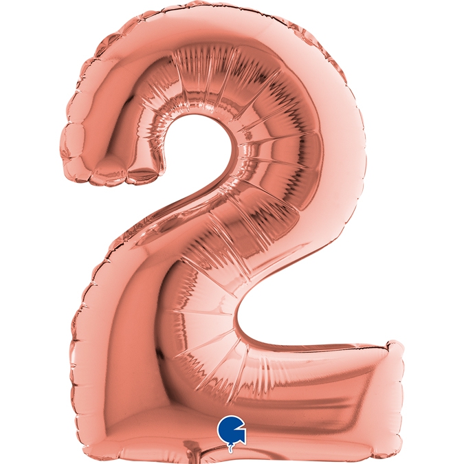 Folienballon Zahl "2" Roségold, zur Luftbefüllung, 35 cm Folienballon Zahl "2" Roségold, zur Luftbefüllung, 35 cm