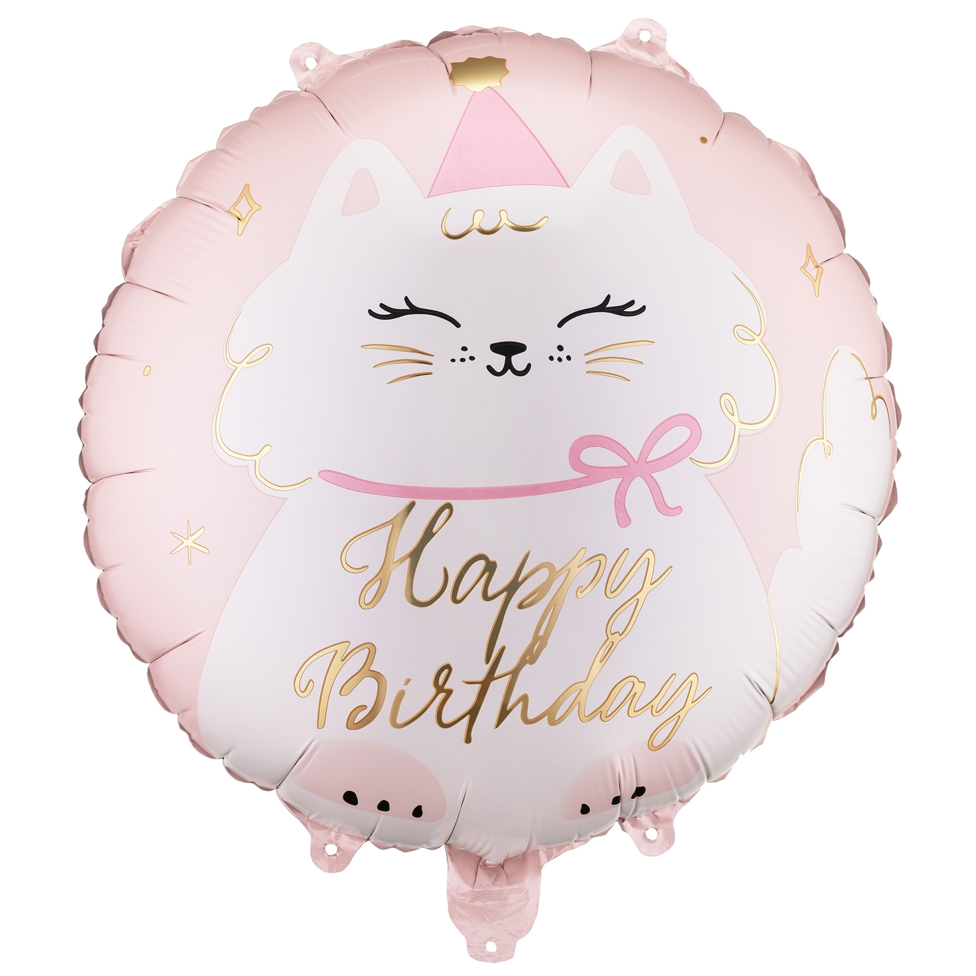 Luftballon, Katzenmotiv, Happy Birthday, Rosa, Ballon