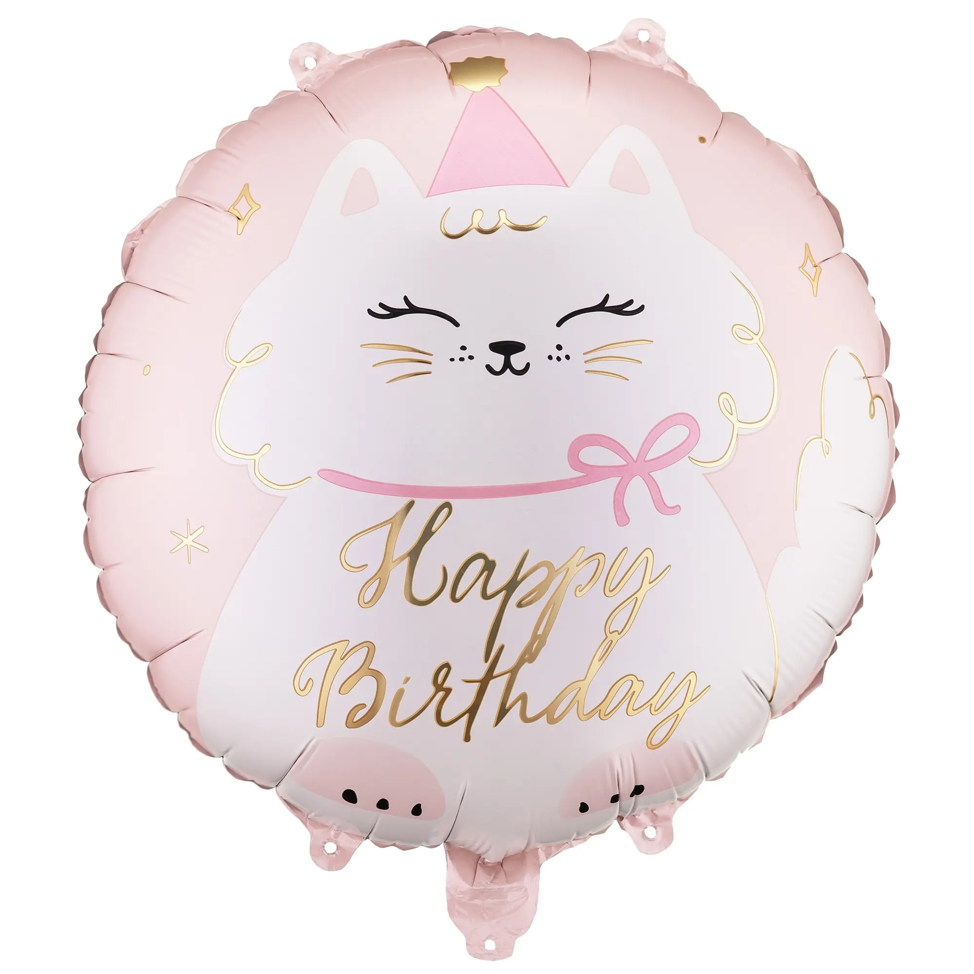 Luftballon, Katzenmotiv, Happy Birthday, Rosa, Ballon