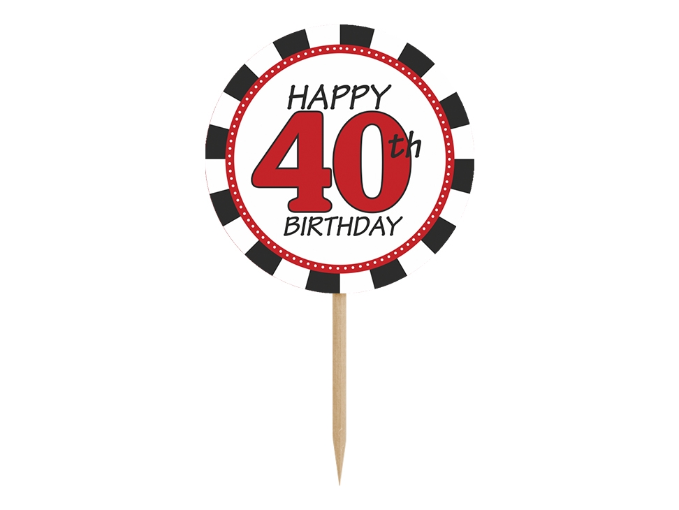 6 Cupcake Topper zum 40. Geburtstag