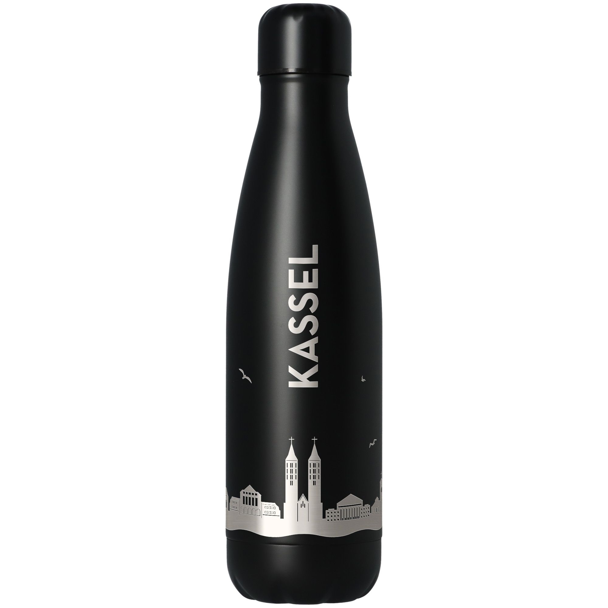 Trinkflasche Skyline Kassel Schwarz 500ml Flasche, Wasserflasche