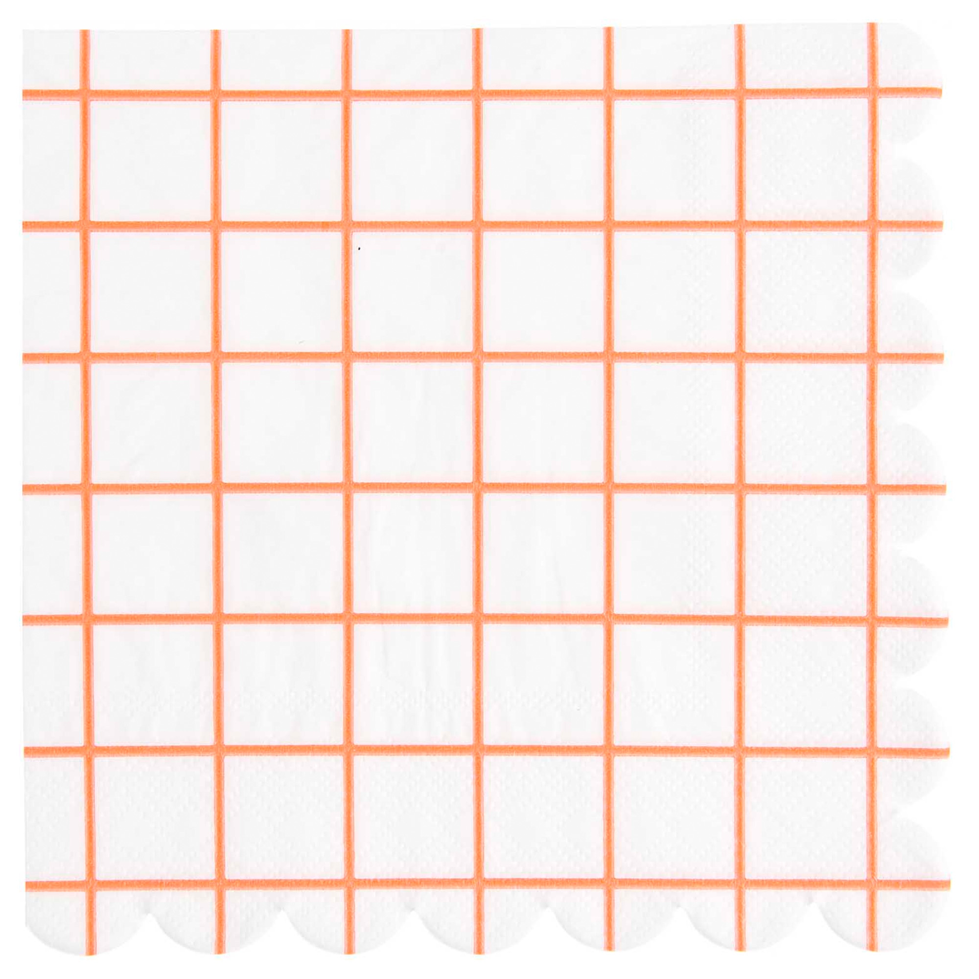 20 Servietten Raster, Weiß/Neon Rot 20 Servietten Raster, Weiß/Neon Rot