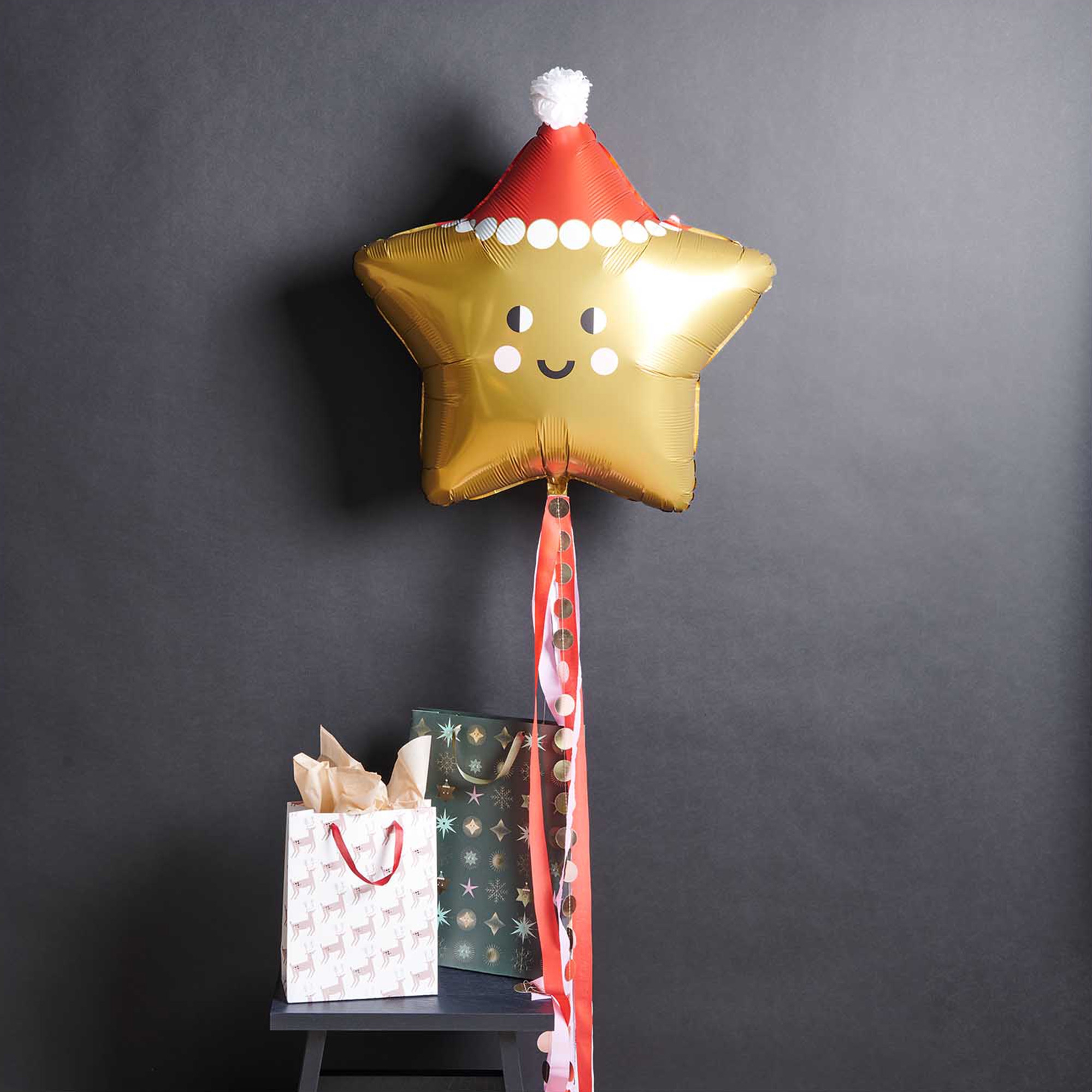 Folienballon "Weihnachtsstern mit Zipfel" 80 cm Kunst, Kunsthandwerk, Tasche, Tragetasche