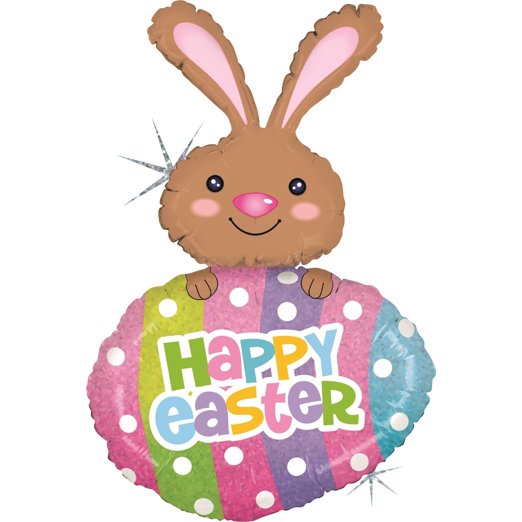 Folienballon Hase mit Osterei holografisch 107cm Folienballon Hase mit Osterei holografisch 107cm
