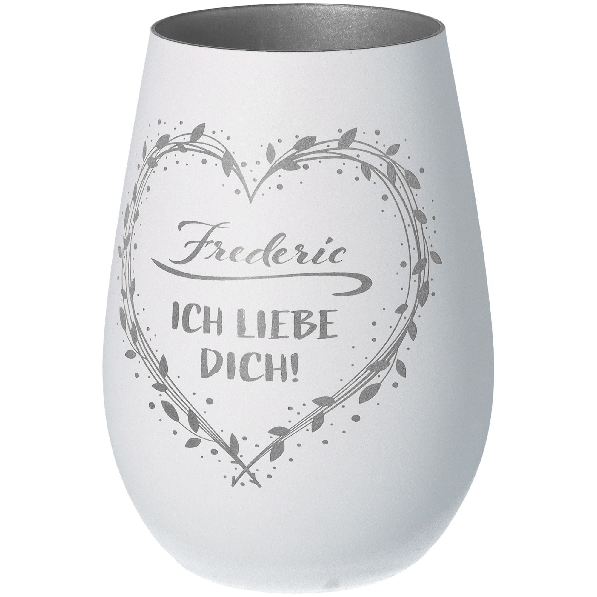 Windlicht Ich liebe dich "Name" Weiß/Silber Windlicht Ich liebe dich "Name" Weiß/Silber