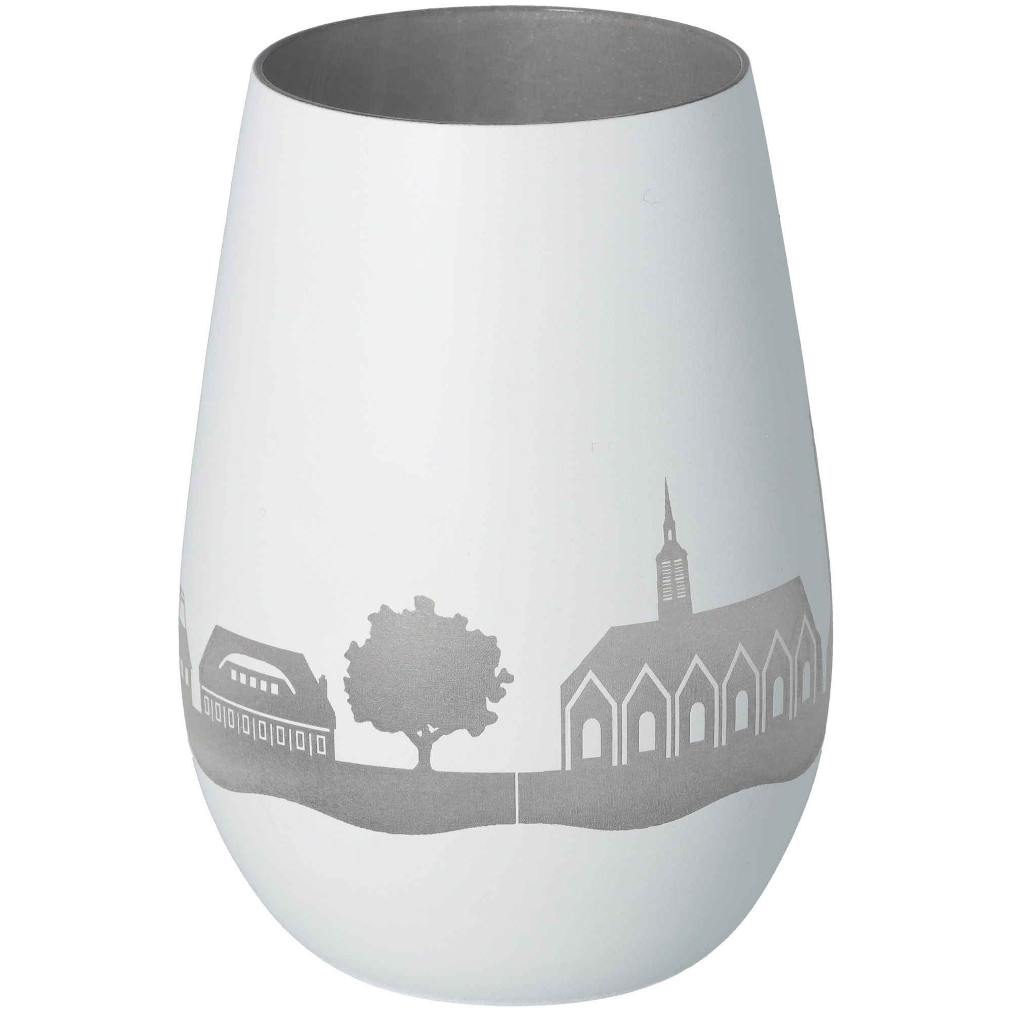 Windlicht Skyline Hermannsburg Weiß/Silber Töpferei, Krug, Glas, Lampe, Vase