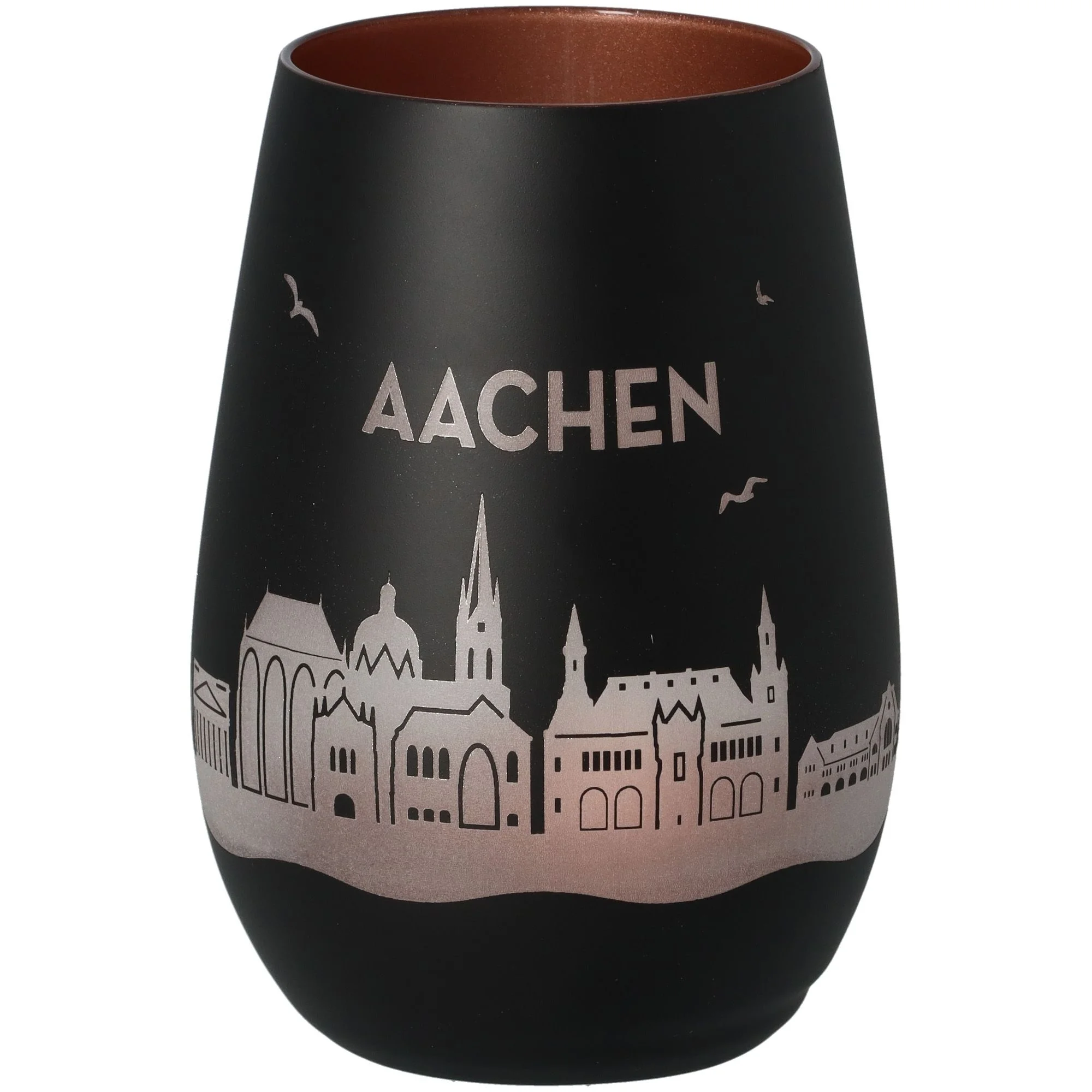Vase, Schwarz, Stadtmotiv, Aachen, Kunsthandwerk