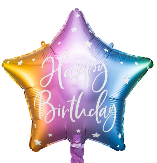 Folienballon Stern "Happy Birthday",Regenbogen ca. 35 cm Folienballon Stern "Happy Birthday",Regenbogen ca. 35 cm