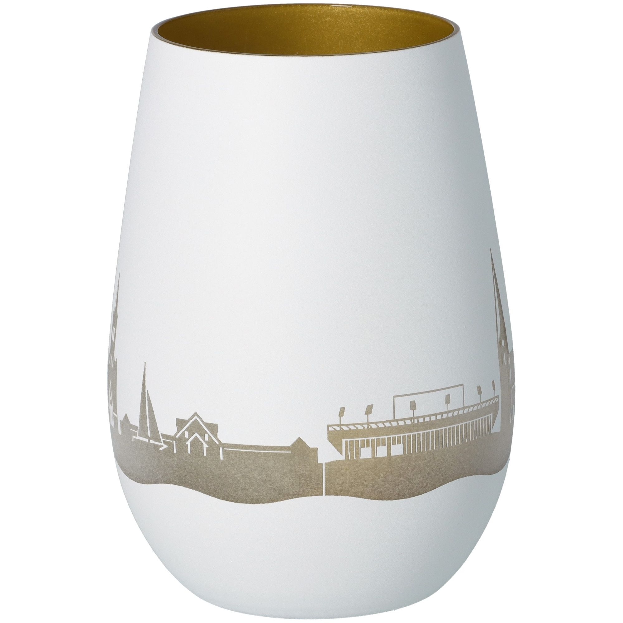 Windlicht Skyline Eutin Weiß/Gold Töpferei, Krug, Vase, Porzellan, Lampe