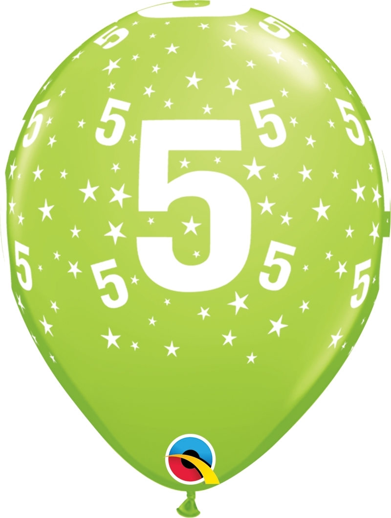Qualatex Latexballon 5. Geburtstag verschiedene Farben Ø 30cm