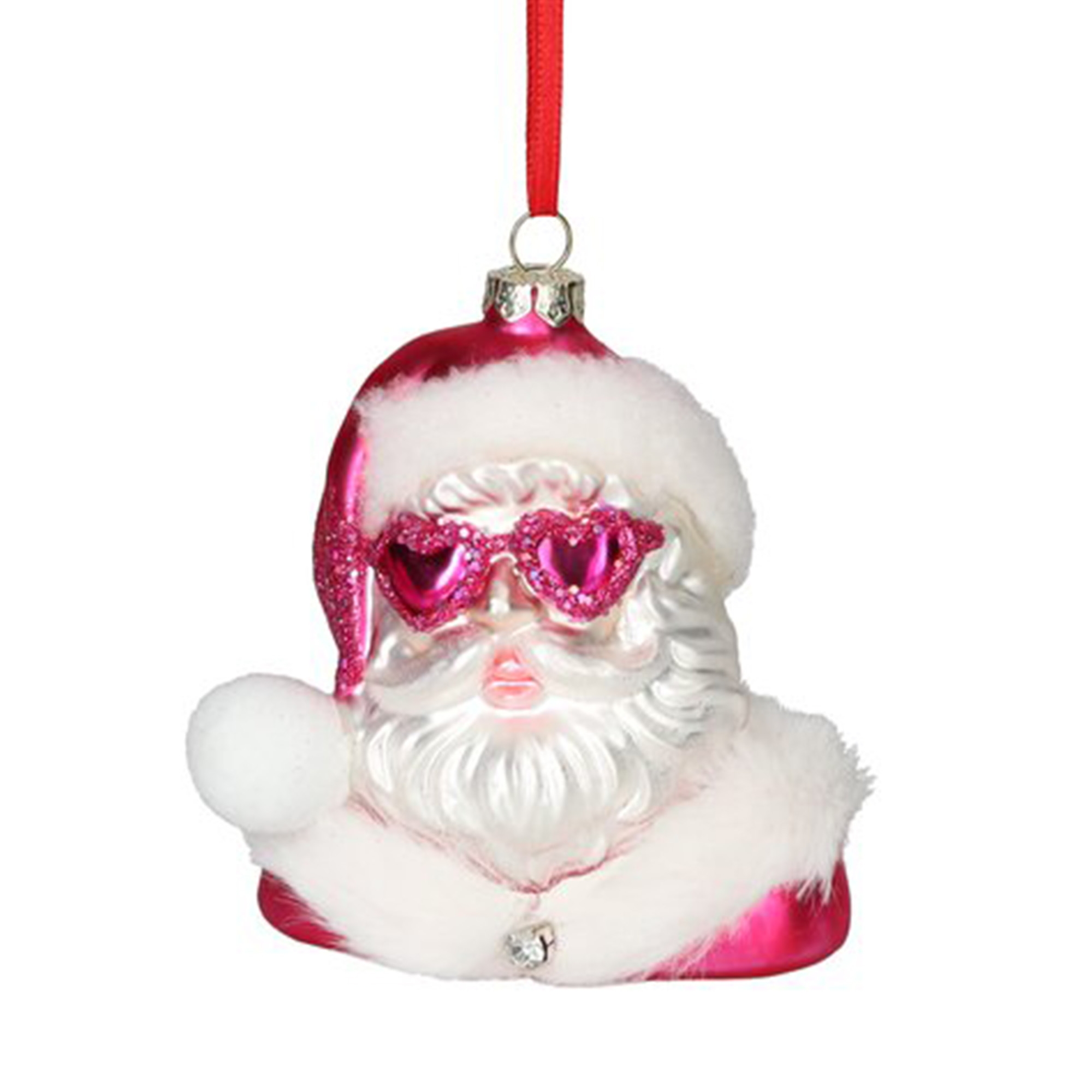 Weihnachtskugel "Santa mit Herzbrille" Zubehor, Gesicht, Person, Puppe, Spielzeug