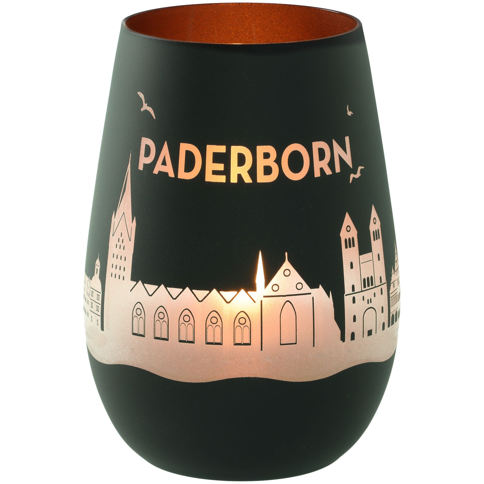 Windlicht Skyline Paderborn Schwarz/Bronze