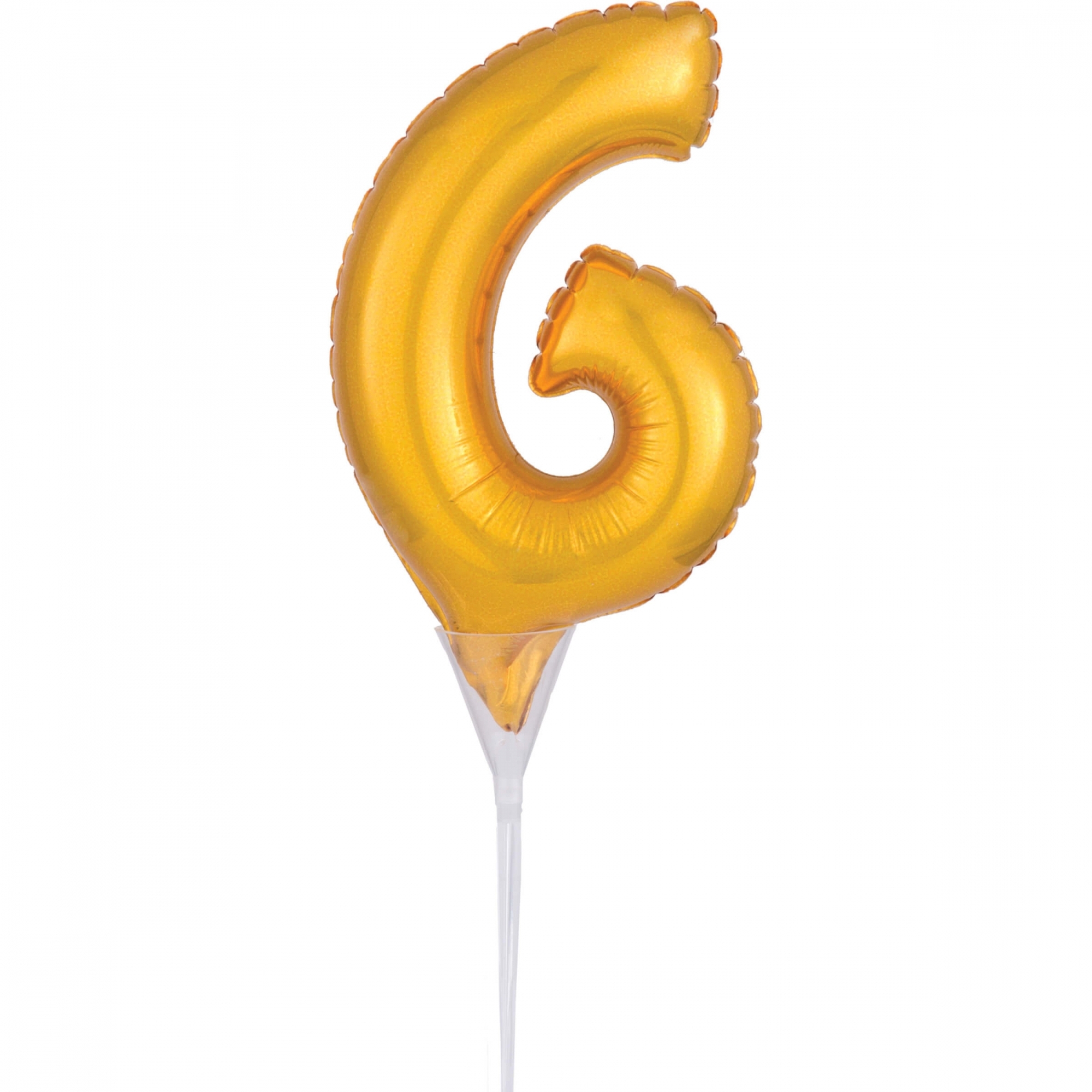 Folienballon Zahl 6 Gold ca. 15cm