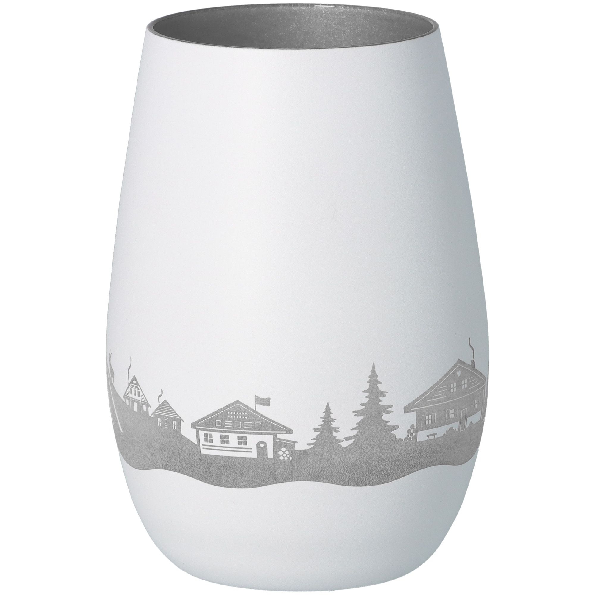 Windlicht Skyline Oberstdorf Weiß/Silber Töpferei, Krug, Vase, Kunst, Porzellan