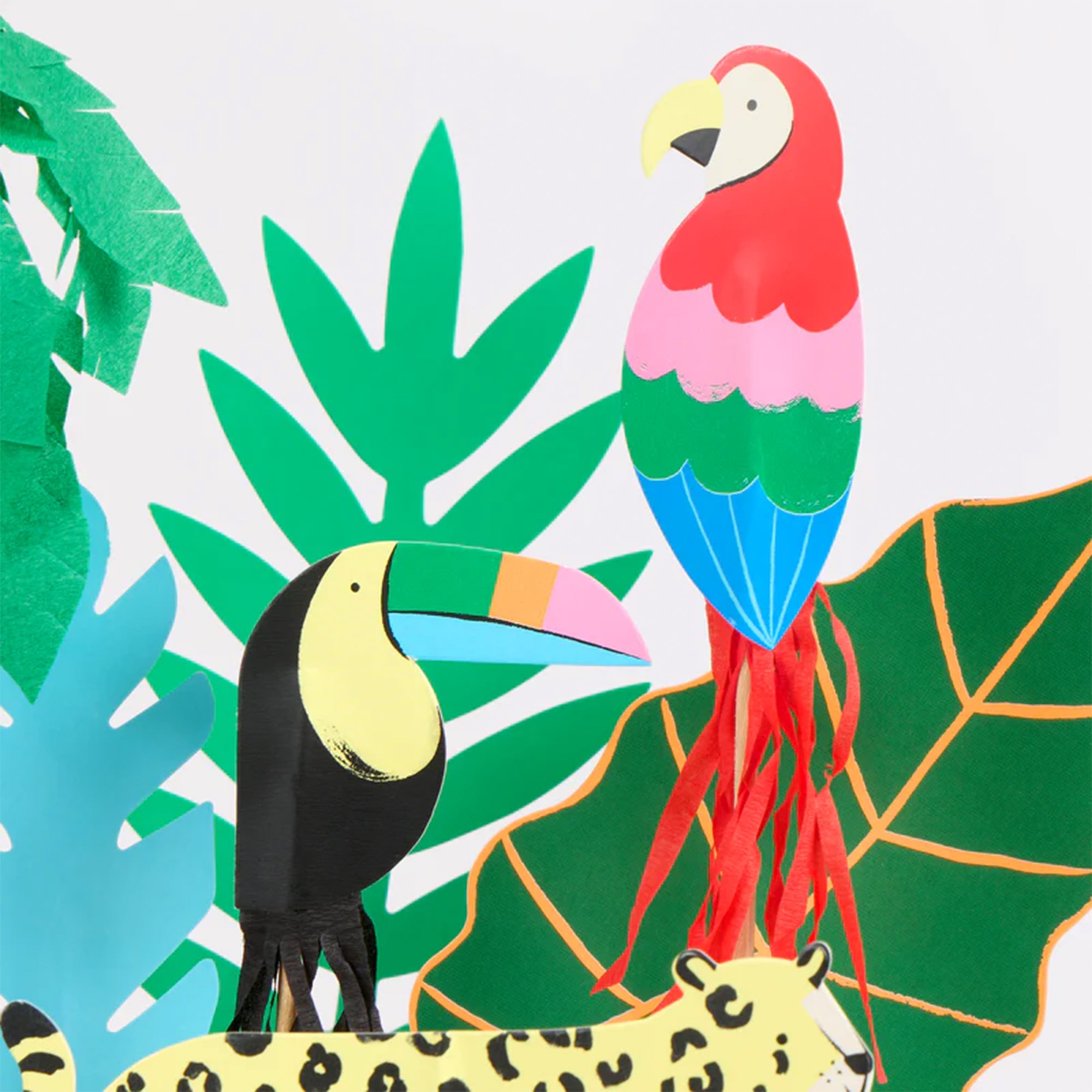 tropisch, papagei, tukan, federn kunst, bunte collage